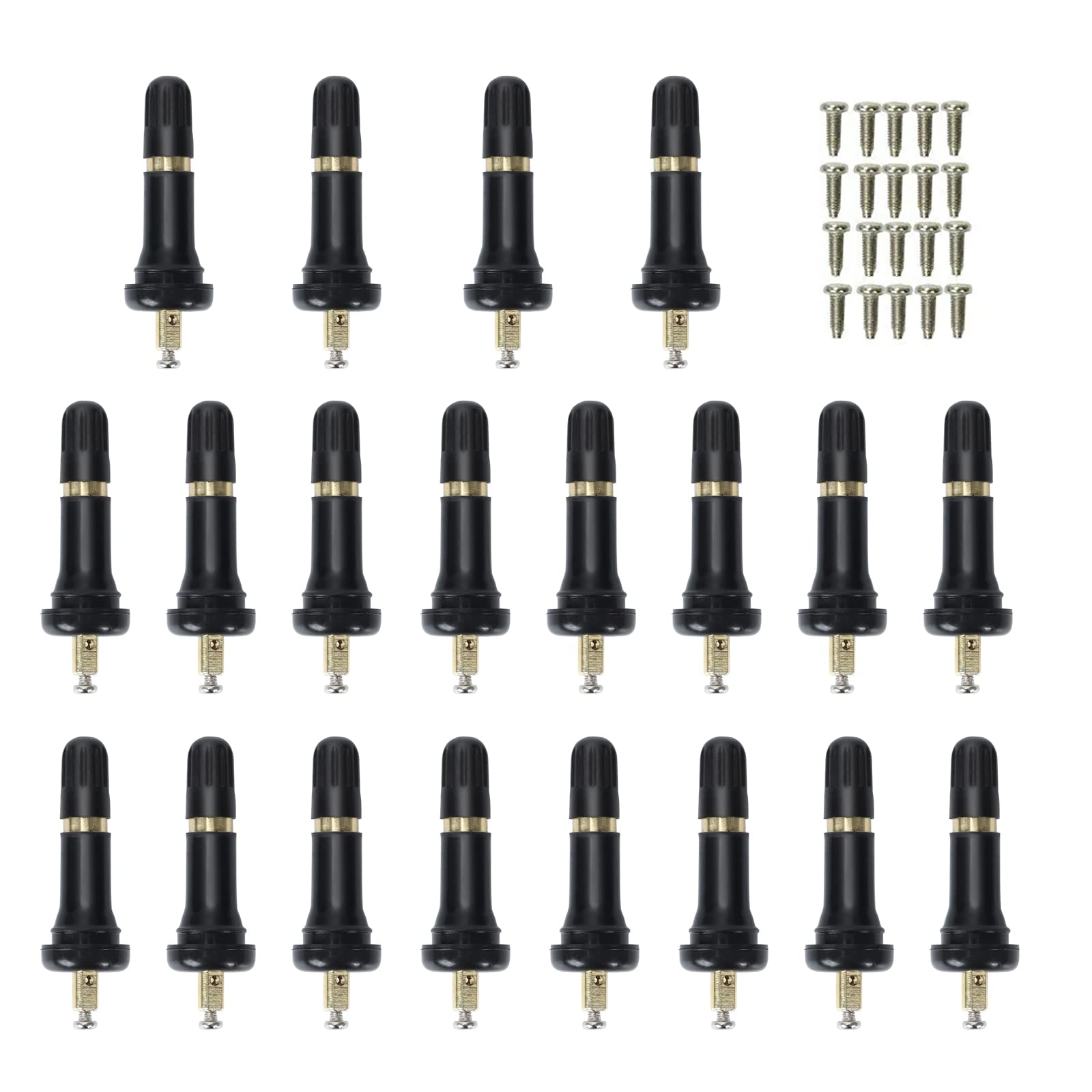 Blackhorse-Racing 20Pcs Tpms Rubber Snap-In Tire Pressure Sensor Valve Stem Compatible With Ford Chevy Dodge Ram Cadillac Subaru