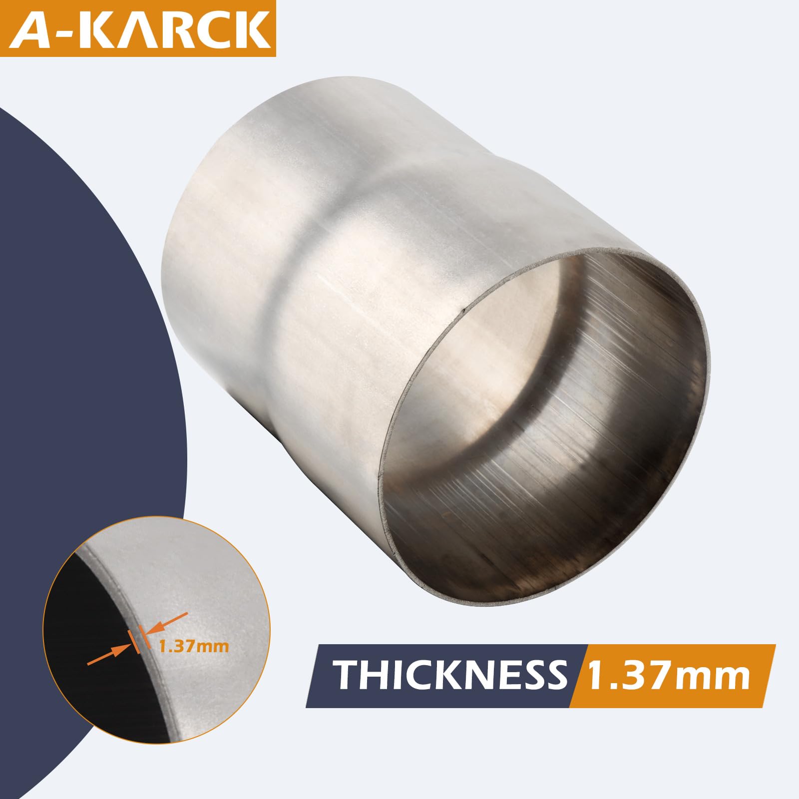 A-KARCK Stainless Steel Exhaust Adapter 3'' ID to 3'' OD, Exhaust Pipe Reducer 3.6'' Overall Length