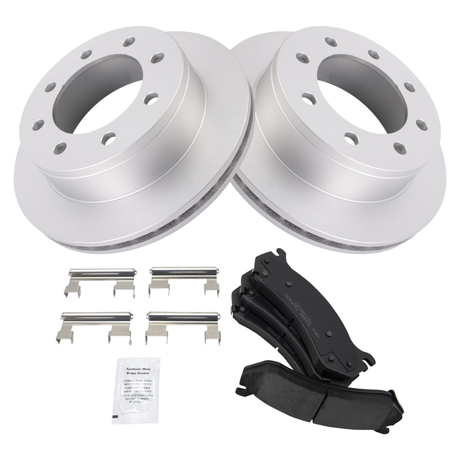 Trq Rear Premium Ceramic Brake Pad & Coated Rotor Kit Compatible With Chevy Truck