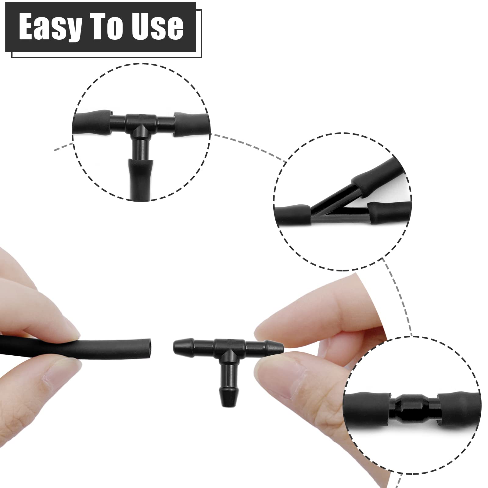 Windshield Washer Hose Kit-158 Inch (4M) Universal Washer Fluid Hose With 12Pcs Hose Connector,Connects The Water Tank And The W