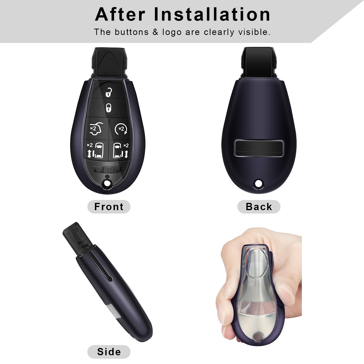 Qbuc For Dodge Key Fob Cover With Keychain Tpu Key Case Compatible With 2008-2018 Dodge Ram Jeep Chrysler Model Accessories (Purple)