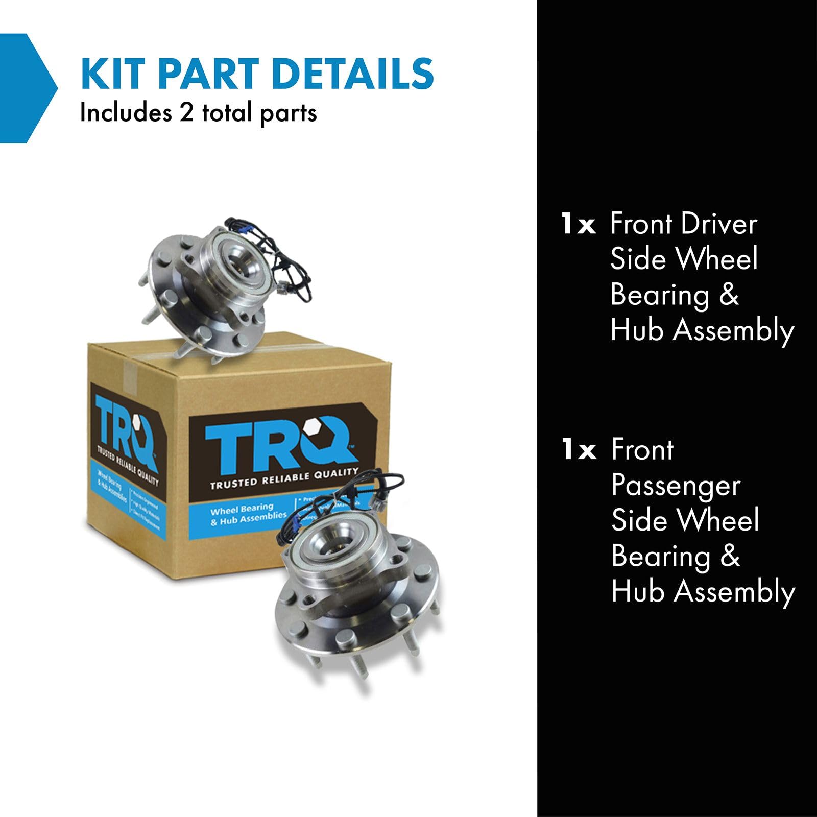 Trq Front Wheel Hub & Bearing Left & Right Pair For Gmc Sierra Chevy Hummer