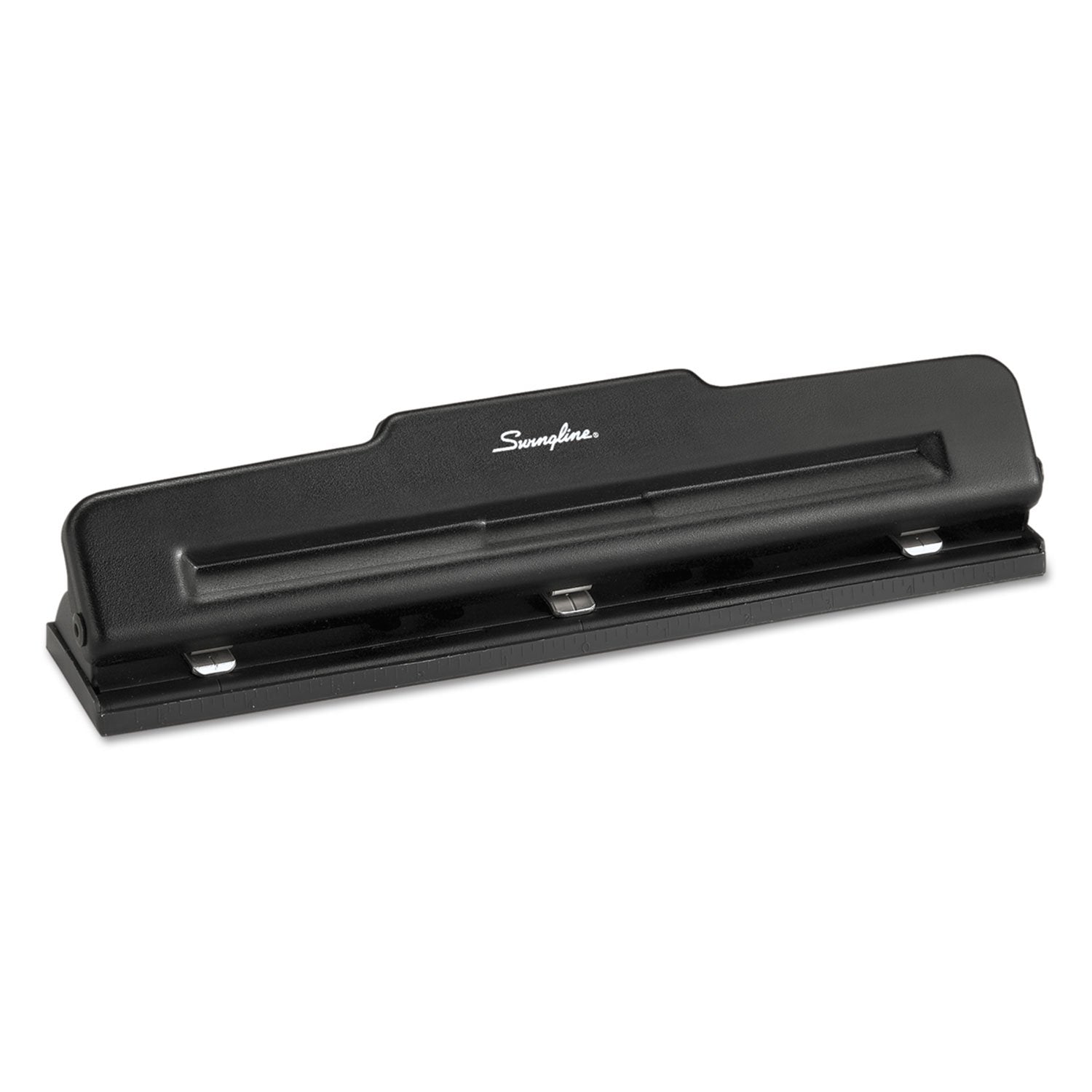 10-Sheet Desktop Three-Hole Adjustable Punch 9/32'' Holes Black