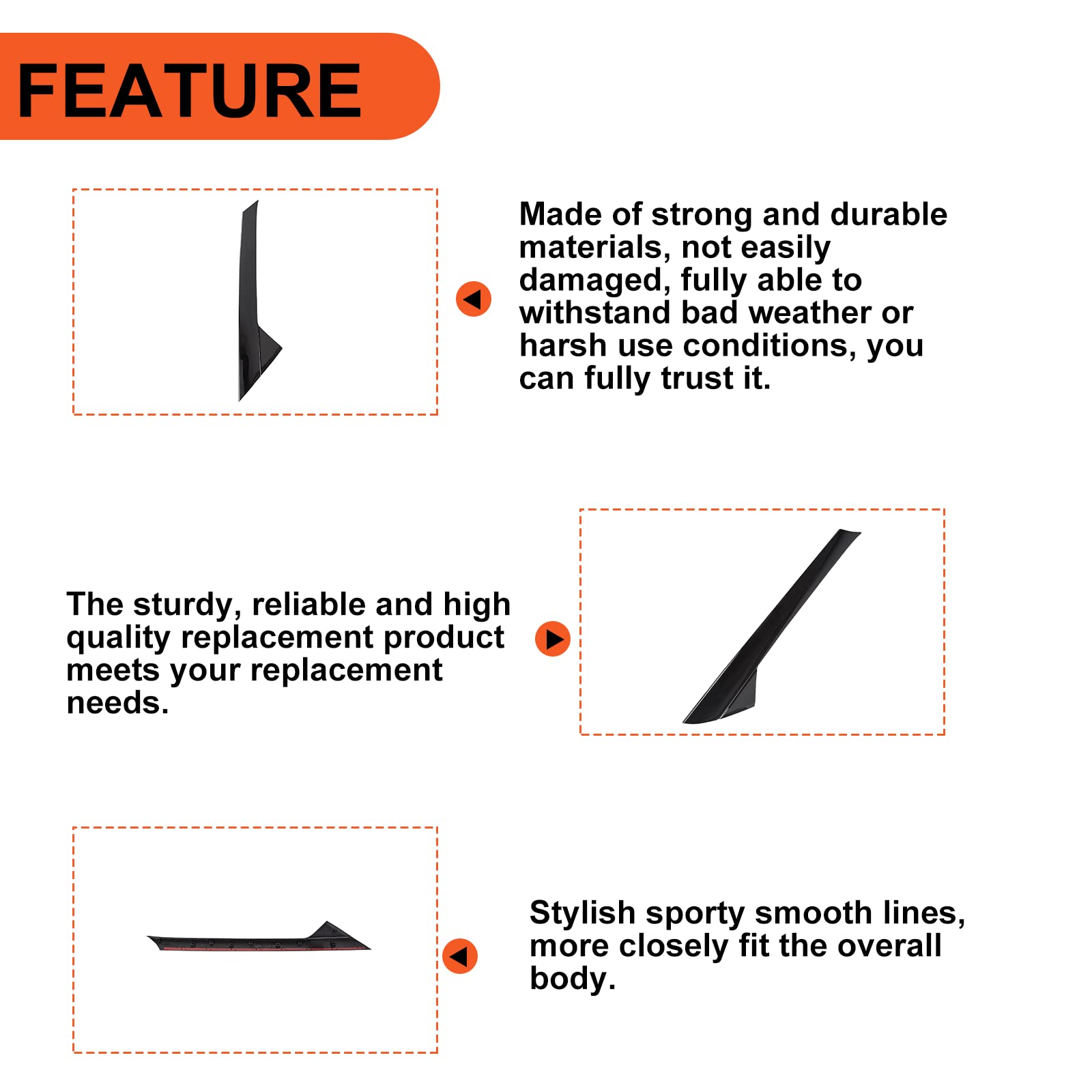 ECOTRIC Left A-Pillar Molding Windshield Trim for 2011-2019 Ford Explorer, Black, Driver Side, Replaces BB5Z-7803145-AA, BB5Z