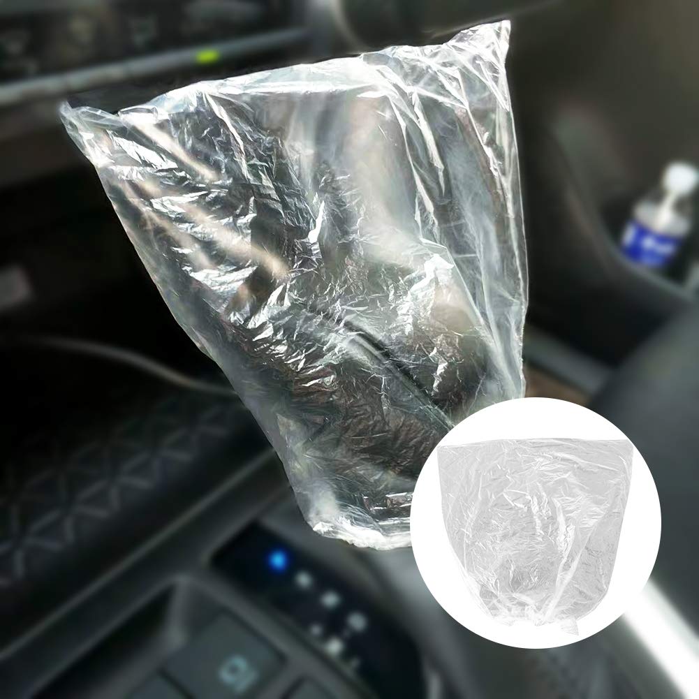 500Pcs Disposable Gear Shift Cover Plastic Transparent Car Gear Shift Protective Covers With Elastic Trims For Car Gear Shift Protection