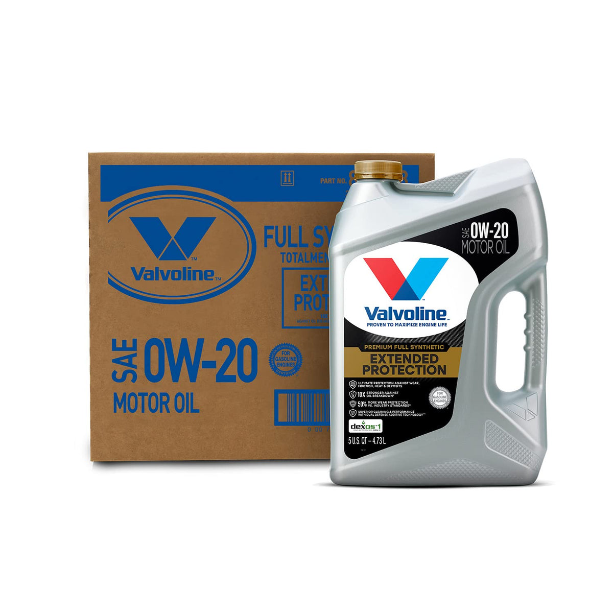 Valvoline Extended Protection Full Synthetic Motor Oil Sae 0W-20 5 Qt, Case Of 3