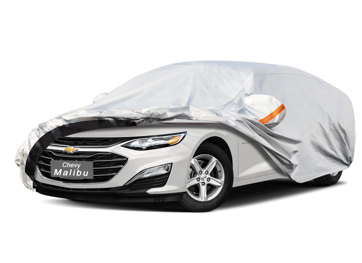 Gunhyi 6 Layers Car Cover Custom Fit Chevrolet Malibu (1997-2025) Waterproof All Weather, Heavy Duty Outdoor Snow Sun Rain Uv Pr