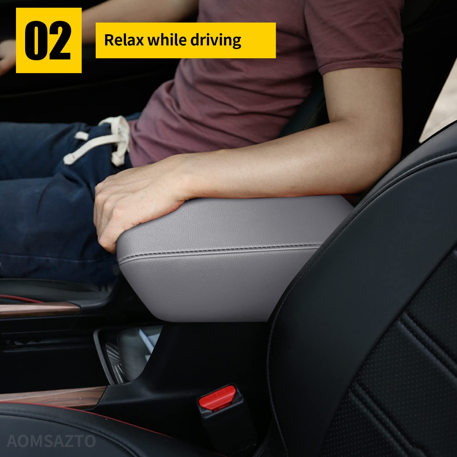 Aomsazto Gray Center Console Covers For 2017-2022 Honda Crv Leather Armrest For Cr V