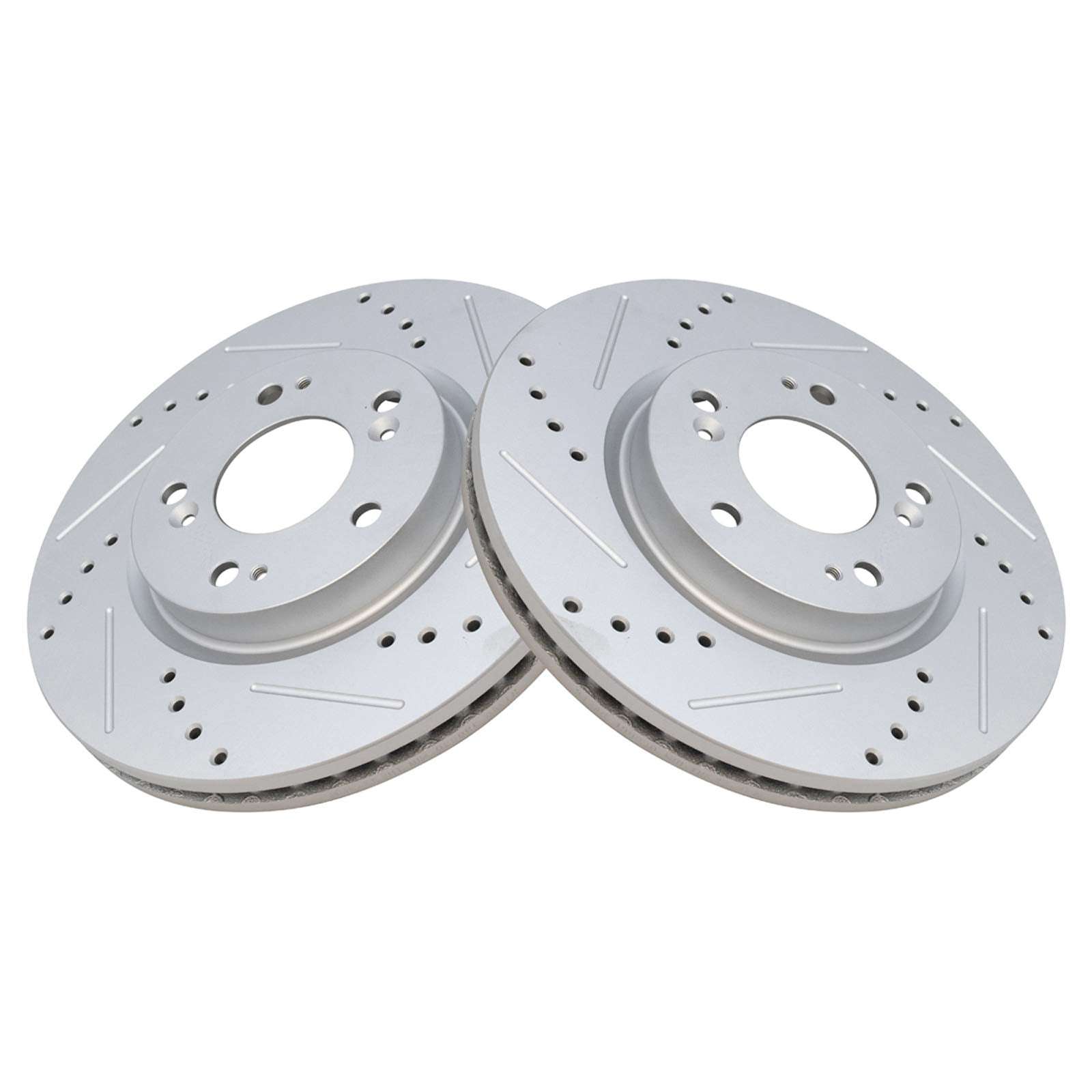 Trq Front Performance Brake Rotor Drilled Slotted Pair Set For 200 / Avenger/Caliber/Cirrus/Compass/Eclipse/Galant/Lancer/Outlan