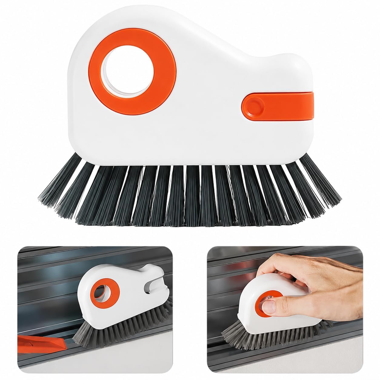 FRIXO 2 in 1 Window Track Cleaning Brush with Dust Collector Scraper Groove Cleaner for Door Gaps and Windows Sliding Tracks Gro
