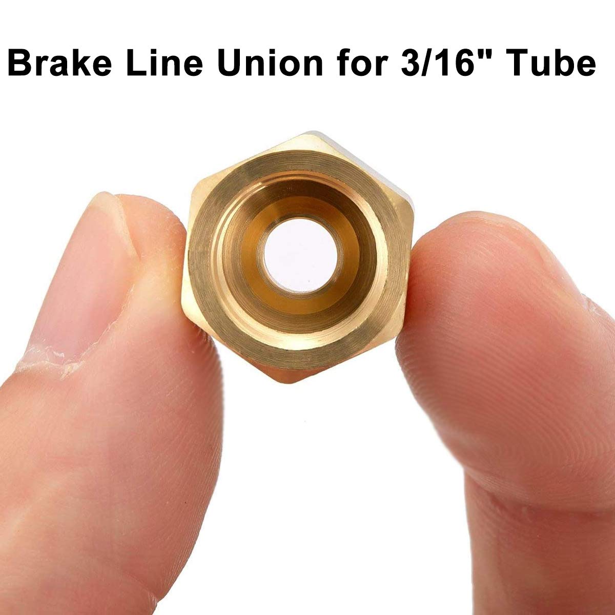 MuHize Brake Line Unions, 10 PCS Brass Inverted Flare Brake Line Unions (3/8'' 24 Threads) Assortment for 3/16'' Tube Fittings