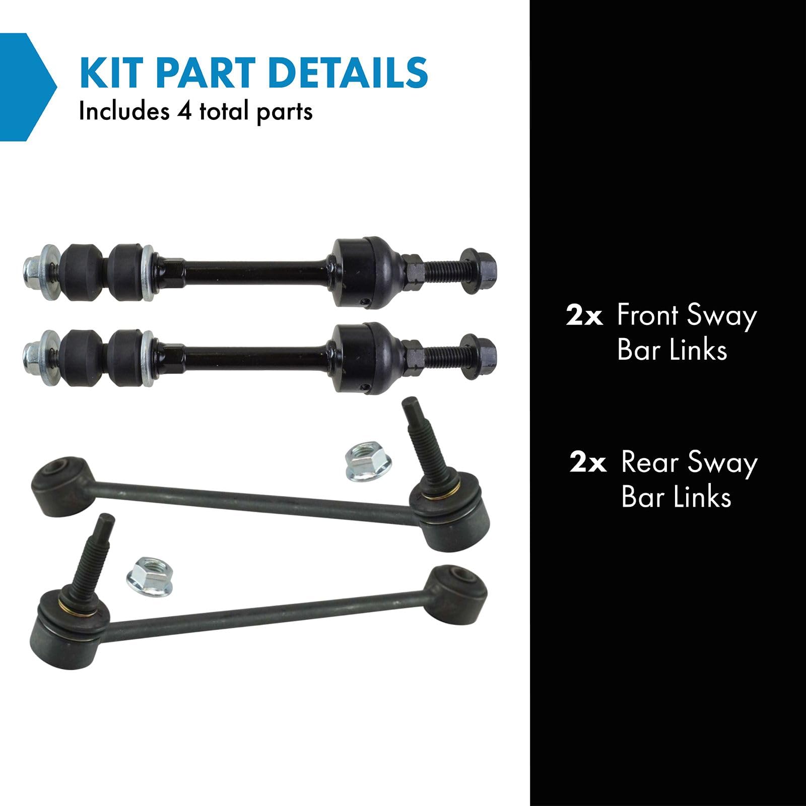 Trq Front & Rear Sway Bar Stabilizer Link Set Compatible With 2009-2010 Dodge Ram 1500 2011-2013 Ram 1500