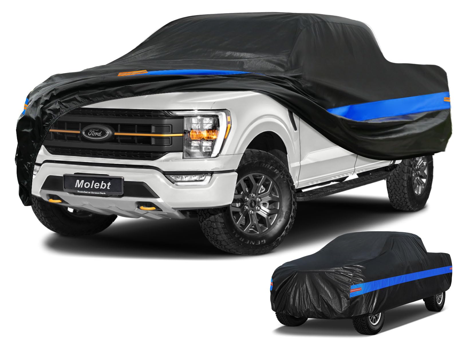 Molebt Pickup Truck Cover Waterproof All Weather, Full Exterior Truck Car Covers Snow Sun Protection, Fit Ford F-150 250 350, Gm