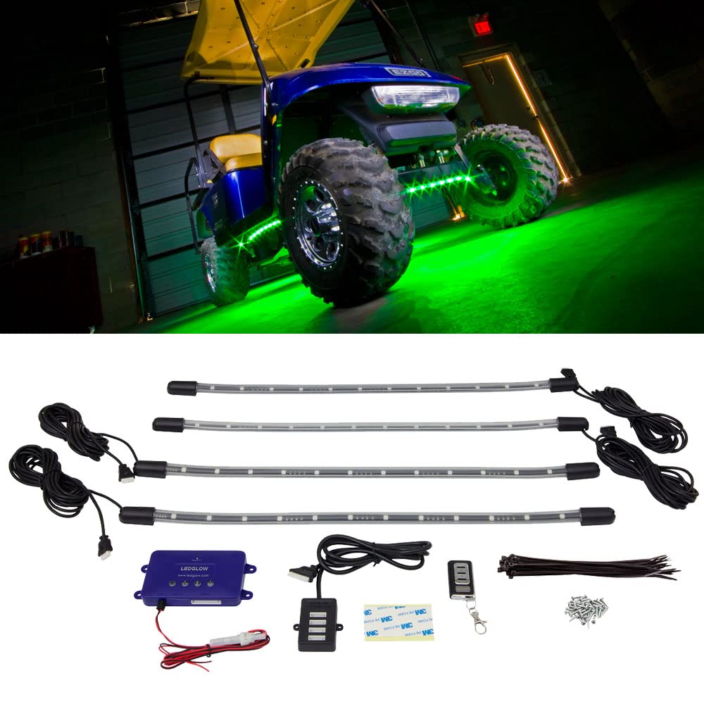 Ledglow 4Pc Standard Million Color Led Golf Cart Underglow Accent Neon Lighting Kit For Ezgo Yamaha Club Car - Water Resistant F