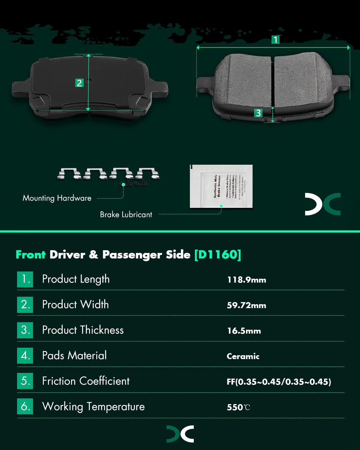 Scitoo Ceramic Brake Pads, 4Pcs Front Brake Pads Brakes Kits Fit For Chevy Cobalt,Hhr,For Malibu,For Pontiac G5,G6, For Saturn A