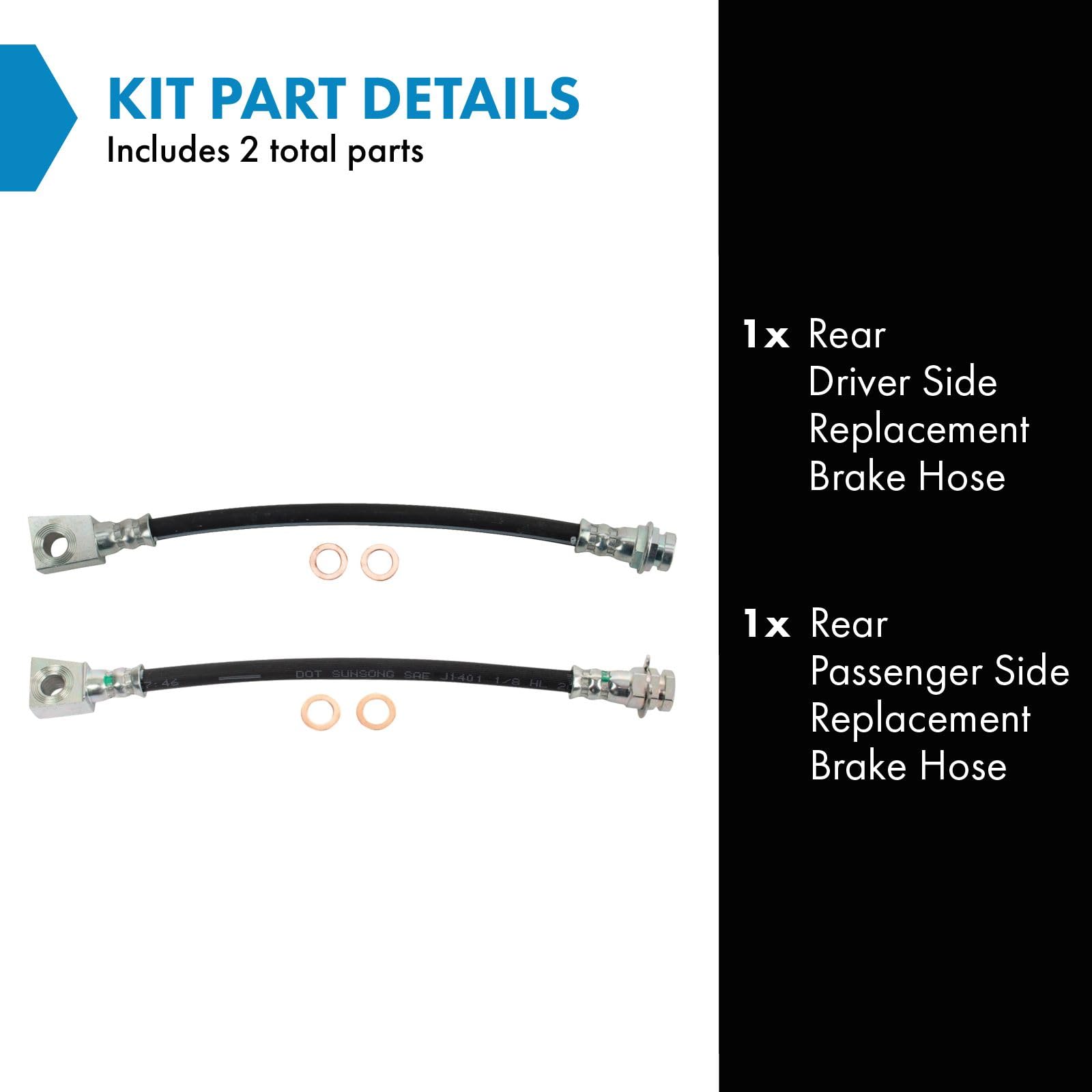 Trq Rear Brake Hose Set Compatible With 2003-2005 Jeep Liberty