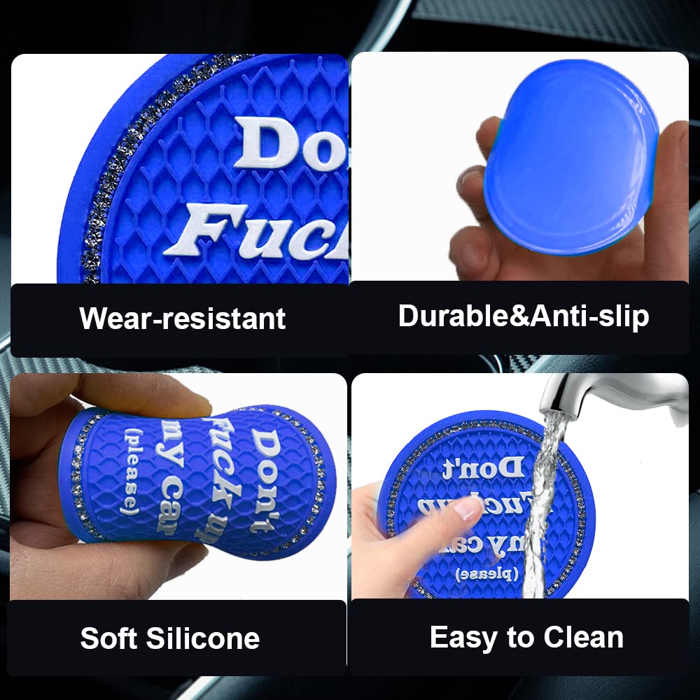 Smeyta Car Cup Coasters 2 Pack - Bling Interior Accessories, Universal Cup Holder Inserts For Suv/Truck (Royal Blue, 2Pc)