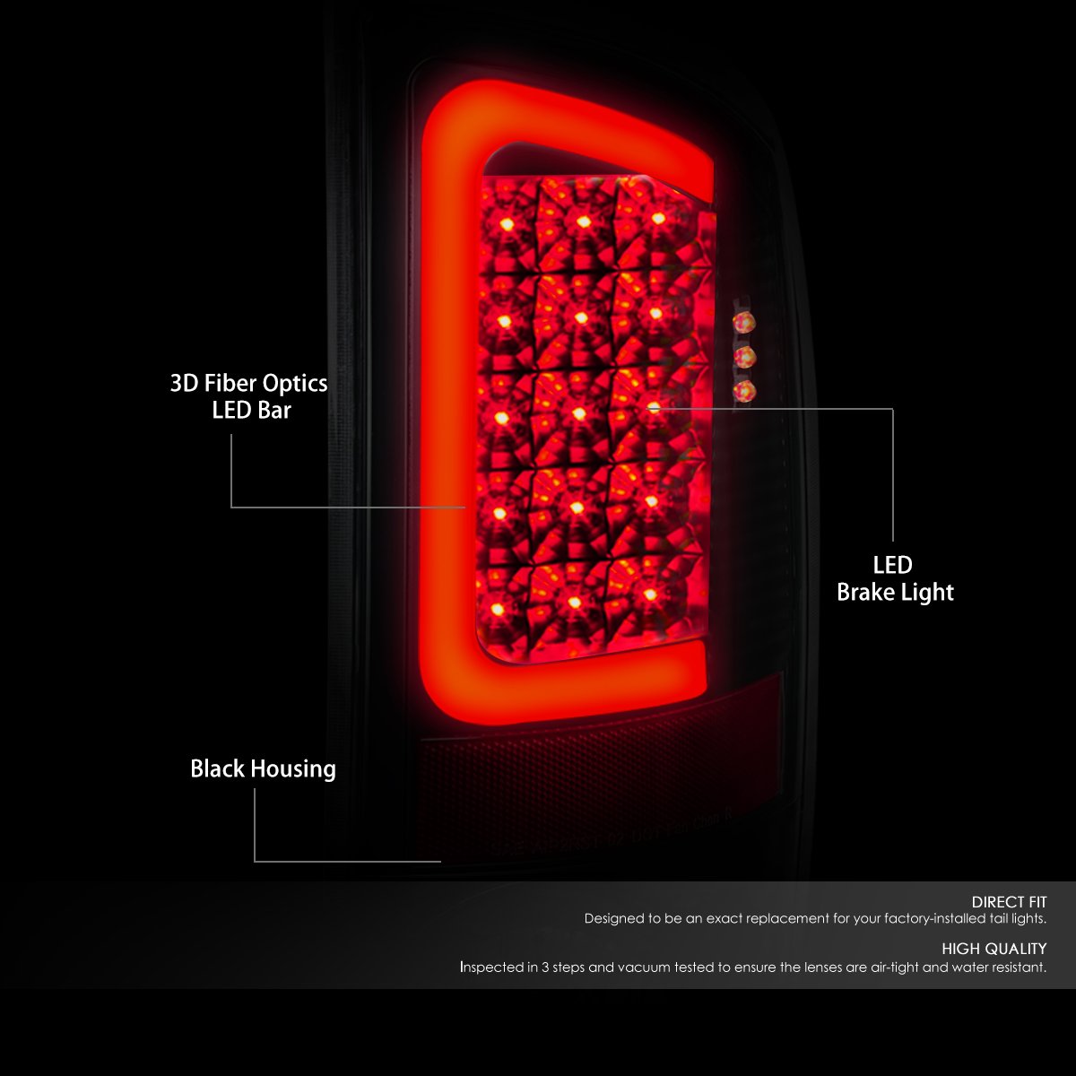 Dna Motoring Tl-Dram07-Led-Rd3D-Bk-Sm Led 3D Tail Light Assembly Driver & Passenger Side [Compatible With 02-06 Dodge Ram 1500 2