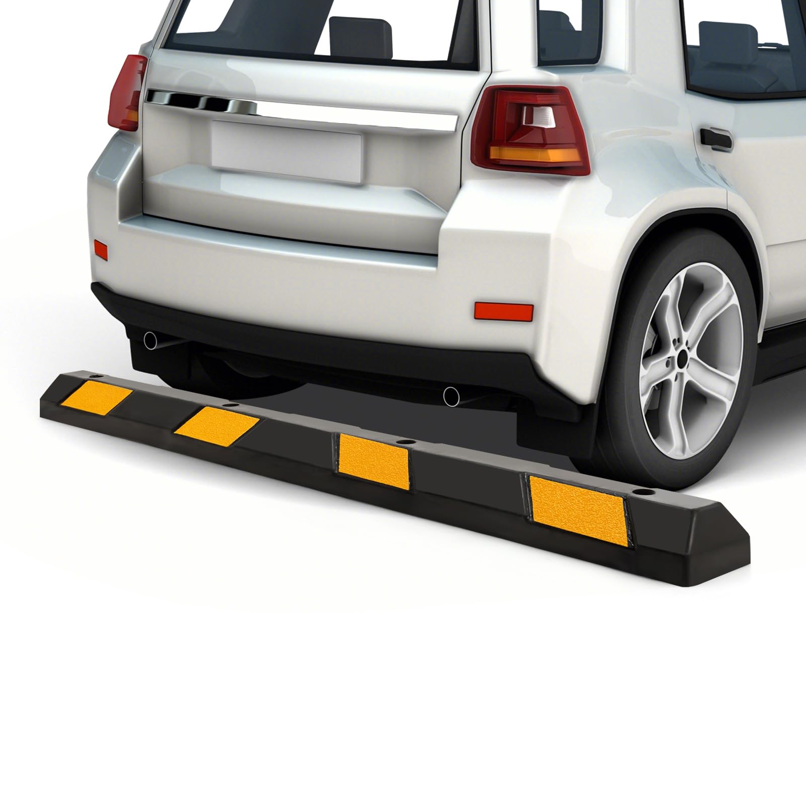 Goplus Parking Block, 72” Rubber Parking Bumpers With 8 High Reflective Yellow Safety Stripes, Heavy Duty Parking Target, Garage Wheel Stoppers Parking Curb For Car, Truck, Rv And Trailer