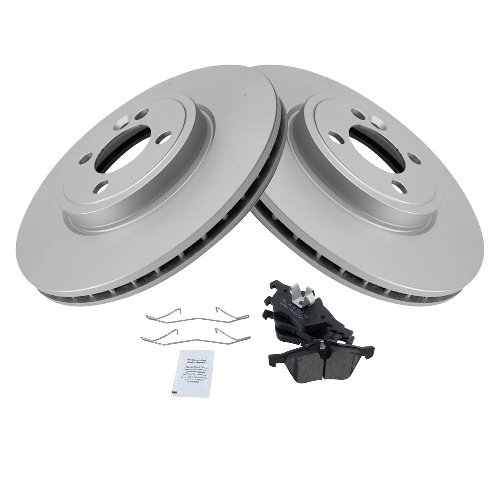 Trq Front Brake Pad & Rotor Kit Brake Pads Brake Rotor Ceramic Compatible With 2007-2008 Mini Cooper