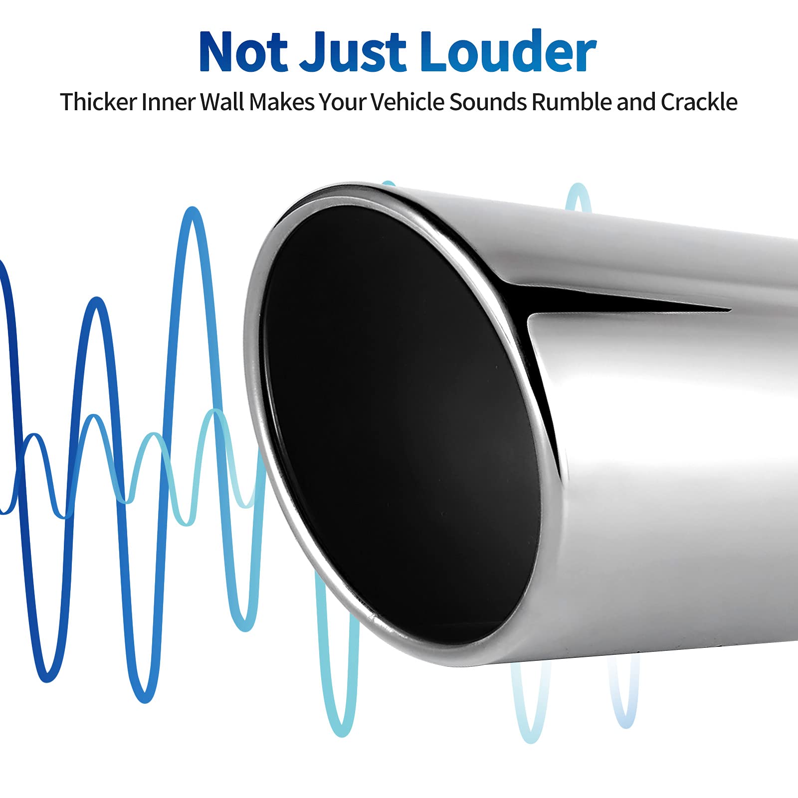 AUTOSAVER88 3.5 Inch Inlet Black Exhaust Tip, 3.5' Inlet 5' Outlet 12' Overall Length Stainless Steel Exhaust Tips Chrome-Plated Finish Tailpipe