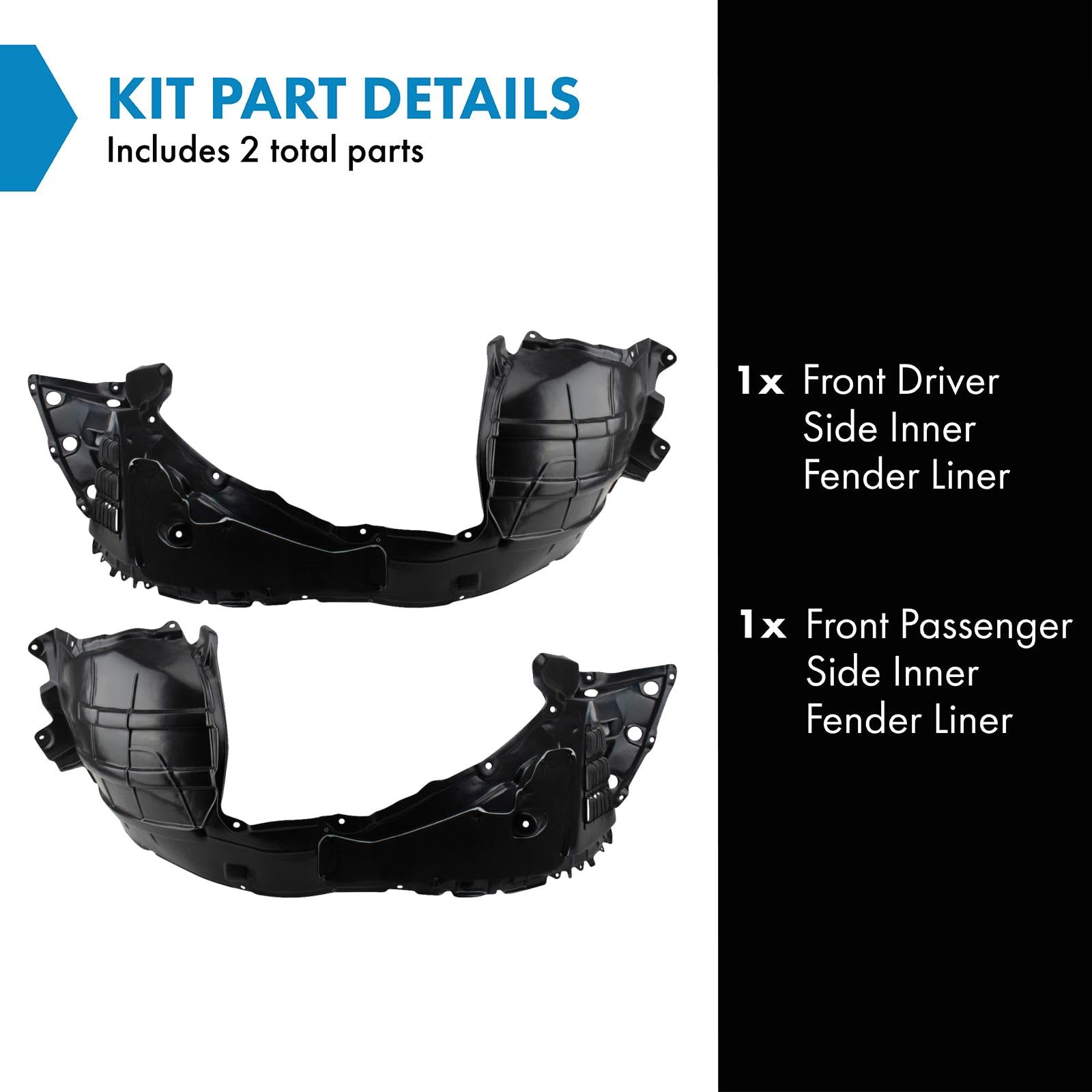 Trq Front Inner Fender Liner Set Compatible With 2013 Infiniti Jx35 2014 Qx60 2013-2014 Nissan Pathfinder Ni1248137 Ni1249137