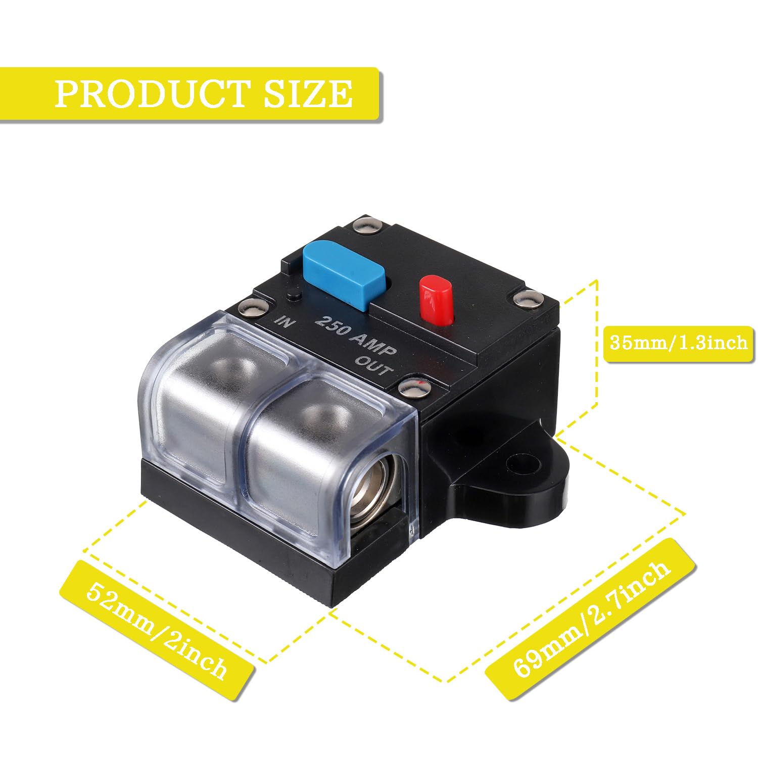 EPLZON 250A Resettable Circuit Breaker - 250 Amp Self Recovery with Manual Reset Button for Car Audio & Amps Protection