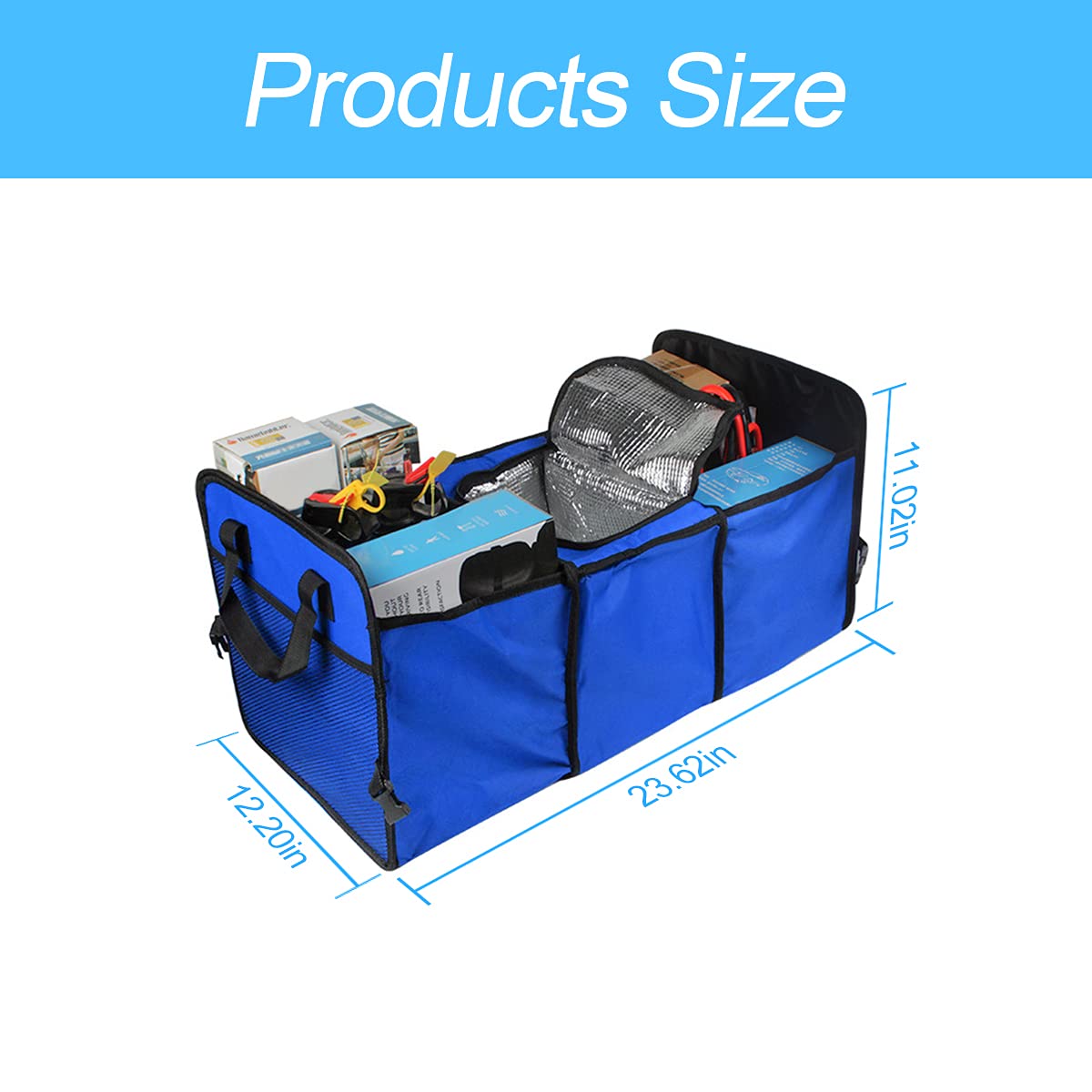 8Sanlione Trunk Organizer, Large Capacity Cargo Storage With Insulation Cooler, Foldable For Cars, Vehicles, Suvs, Trucks, Autom