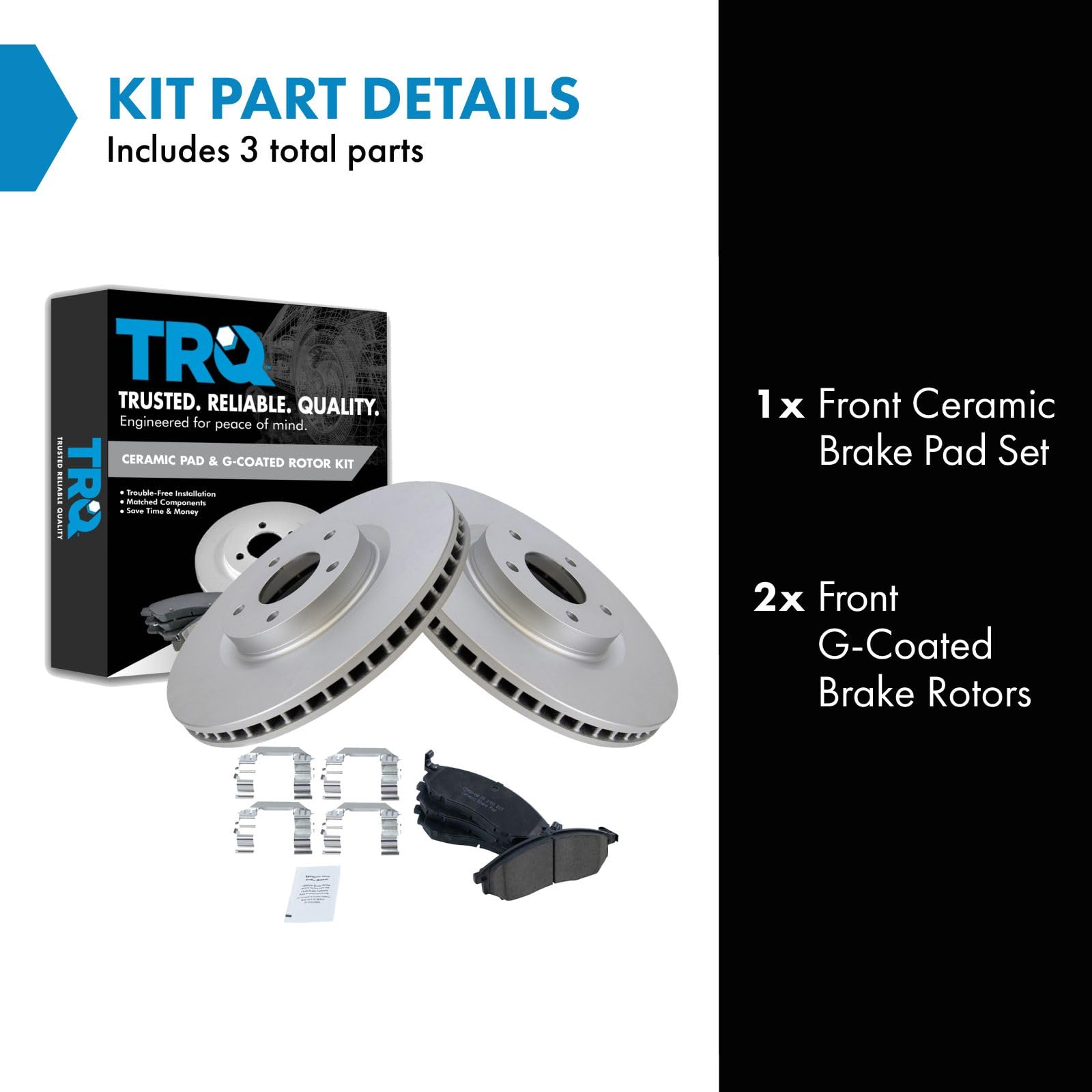 Trq Front Ceramic Disc Brake Pad & Coated Rotor Kit Compatible With Infiniti Nissan