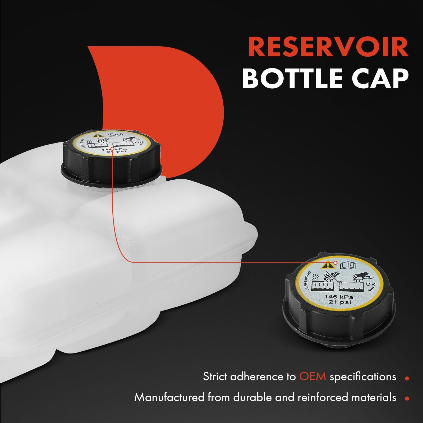 A-Premium - Coolant Recovery Reservoir Tank - W/ Cap, Dohc Engine 4,3Cyl 1.0 2.0 1.6L - Compatible With Ford Vehicles - 12-18 Focus, 13-16 Escape, 13-18 C-Max & 14-16 Transit Connect