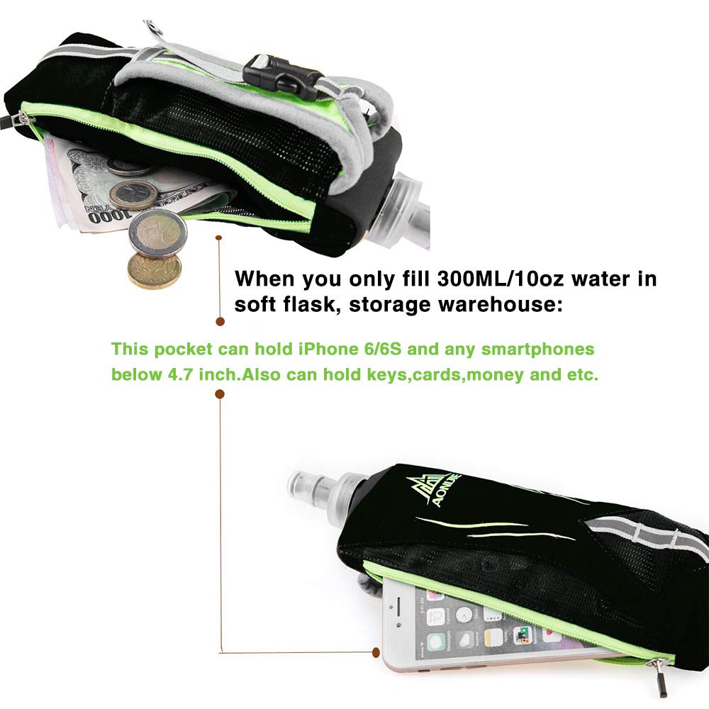 Geila Handheld Water Bottle, 17 oz Black Soft Flask with Hand Strap for Running, Hydration Pack, Sport Bottle