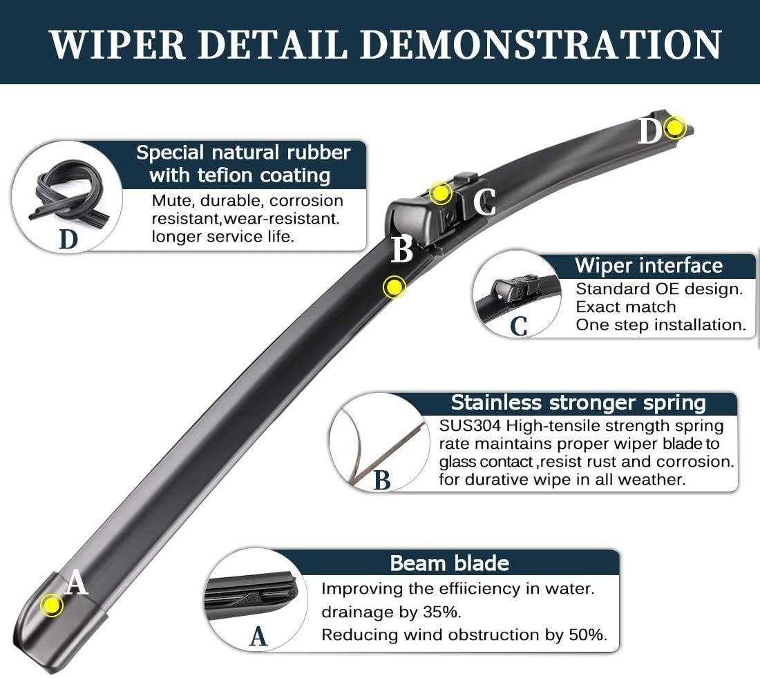 Oem Windshield Wiper Blade Set Replacement For Bmw 5 7 Series F01 F02 F04 F07 F10 M5 2010-2016 High Performance Original Equipme