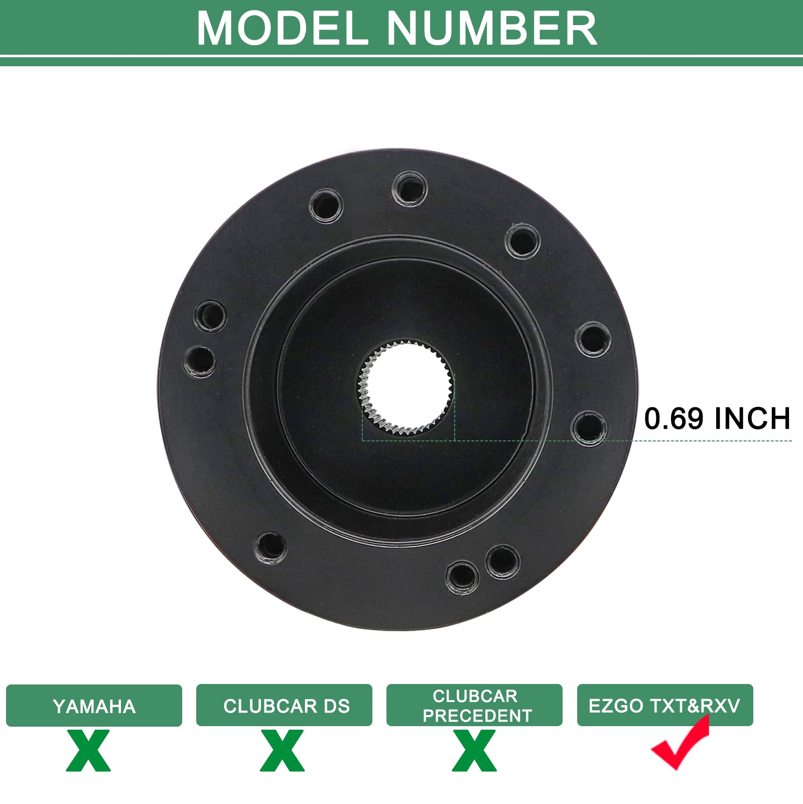 Clubrally Golf Cart Steering Wheel Adapter For Ezgo Txt & Rxv-Black