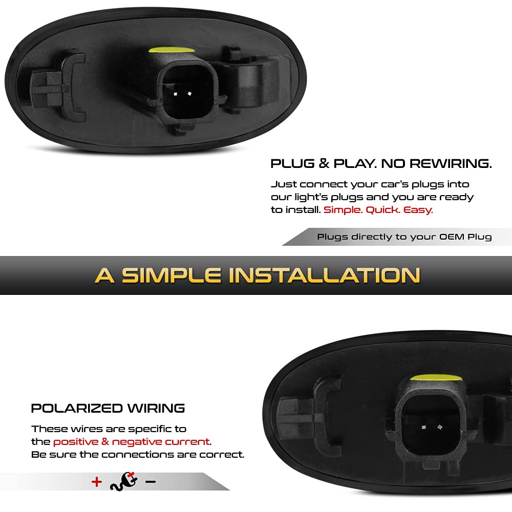 [4-Pieces] For 2011-2022 Ford F350 F450 Super Duty Pickup Smoked Lens Red + Amber Led Strip Rear Fender Light Side Marker Lamp R