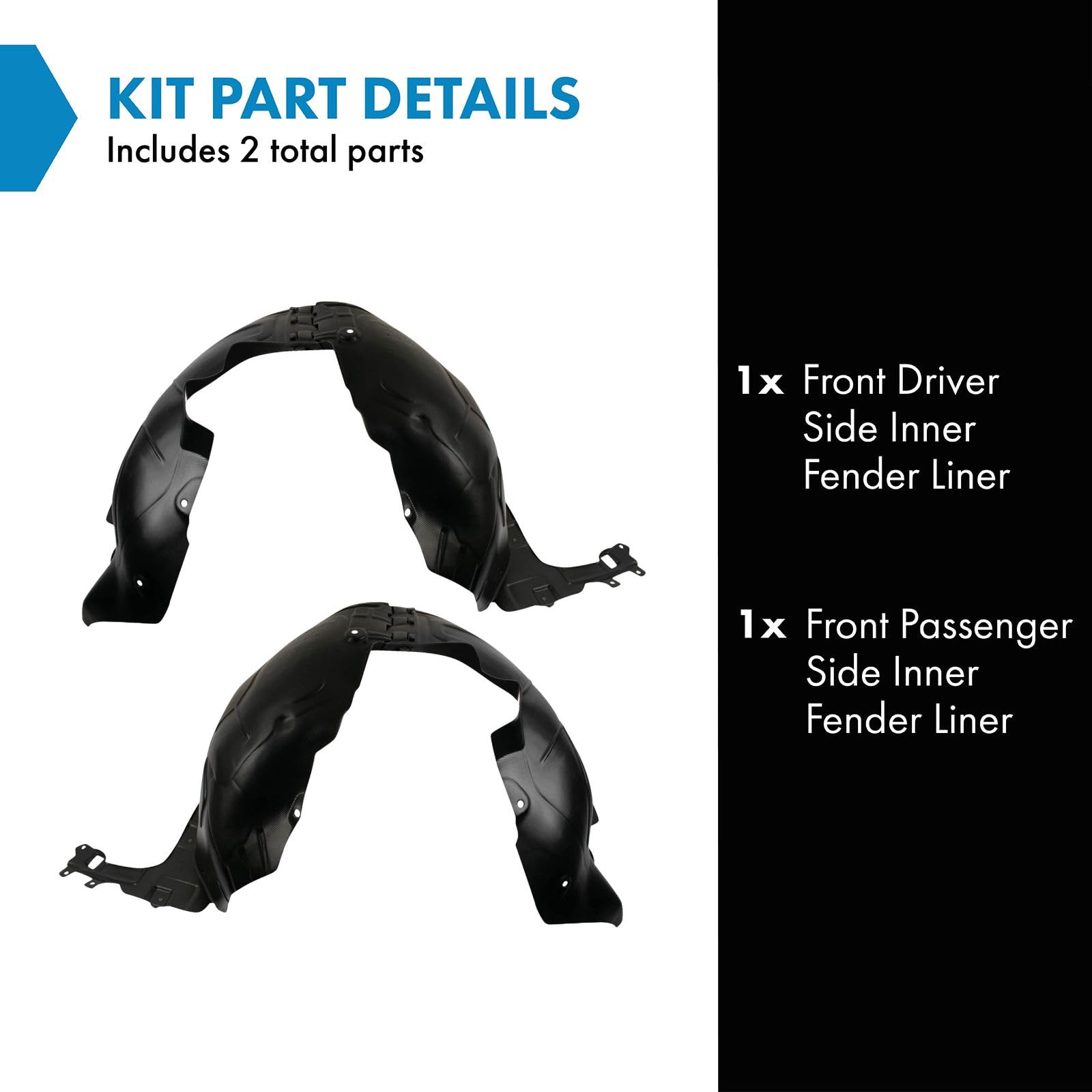 Trq Front Inner Fender Liner Set Compatible With 2013-2015 Chevrolet Malibu 2016 Malibu Limited Gm1248235 Gm1249235