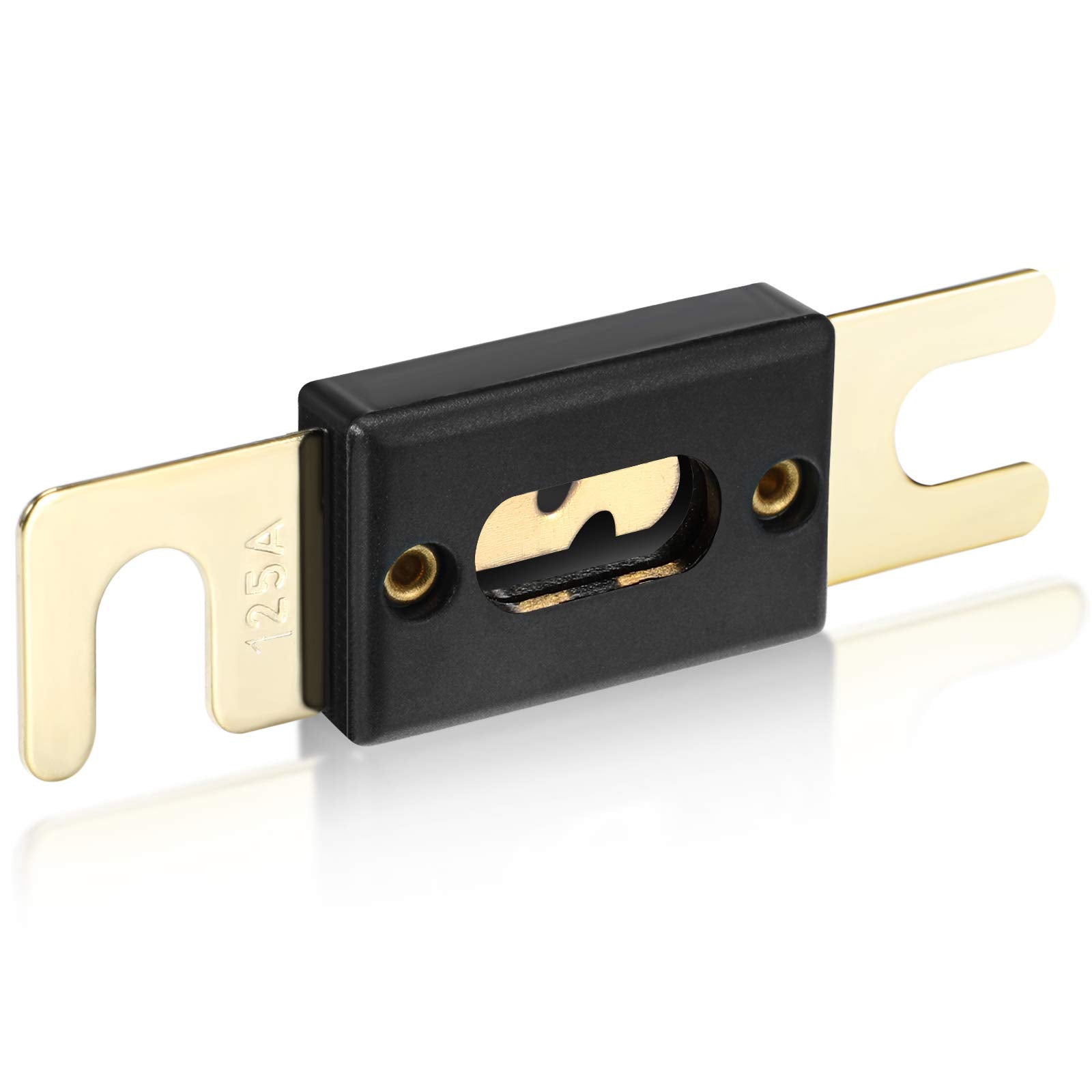 Bbto 5 Pieces 125 Amp Anl Inline Fuse Gold Plated Fuse For Car Vehicle Audio Video System (125 Amp, 32V, Copper Alloy)