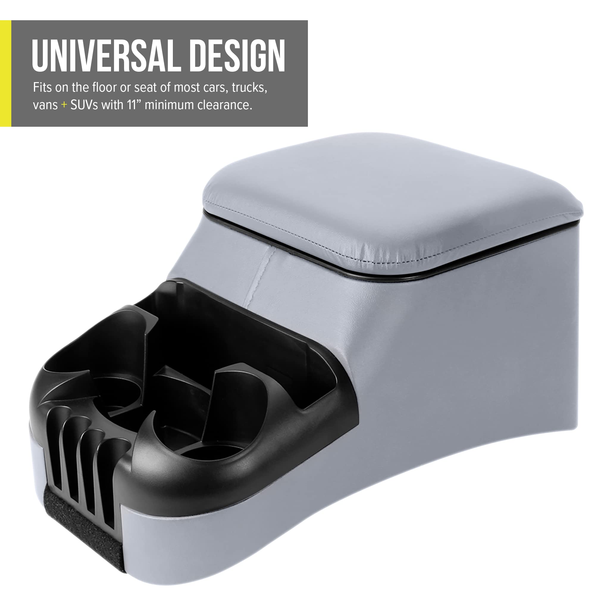 Moblorg Center Console For Truck Bench Seats, Vehicle Organizer, Medium, Vinyl, Made In Usa (Gray) (2130015)