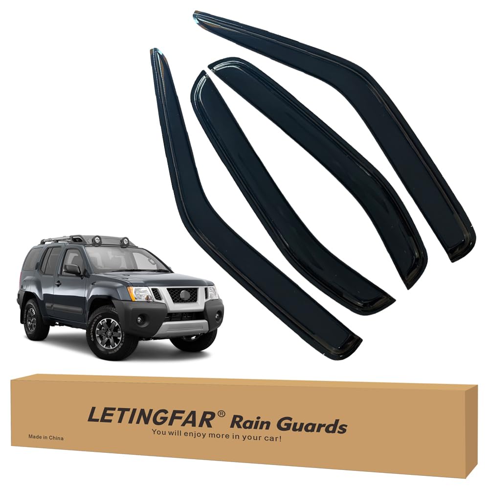 LETINGFAR Window Visors Rain Guards for Nissan Xterra 2005 2006 2007 2008 2009 2010 2012 2013 2014 2015 2016 Accessories, Wind D