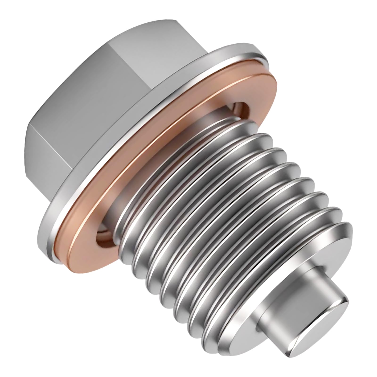 Aienxn M14 x 1.5 Magnetic Oil Drain Plug, Stainless Steel Oil Drain Plug with Copper Gasket Crush Washer Replacement for M14  1.