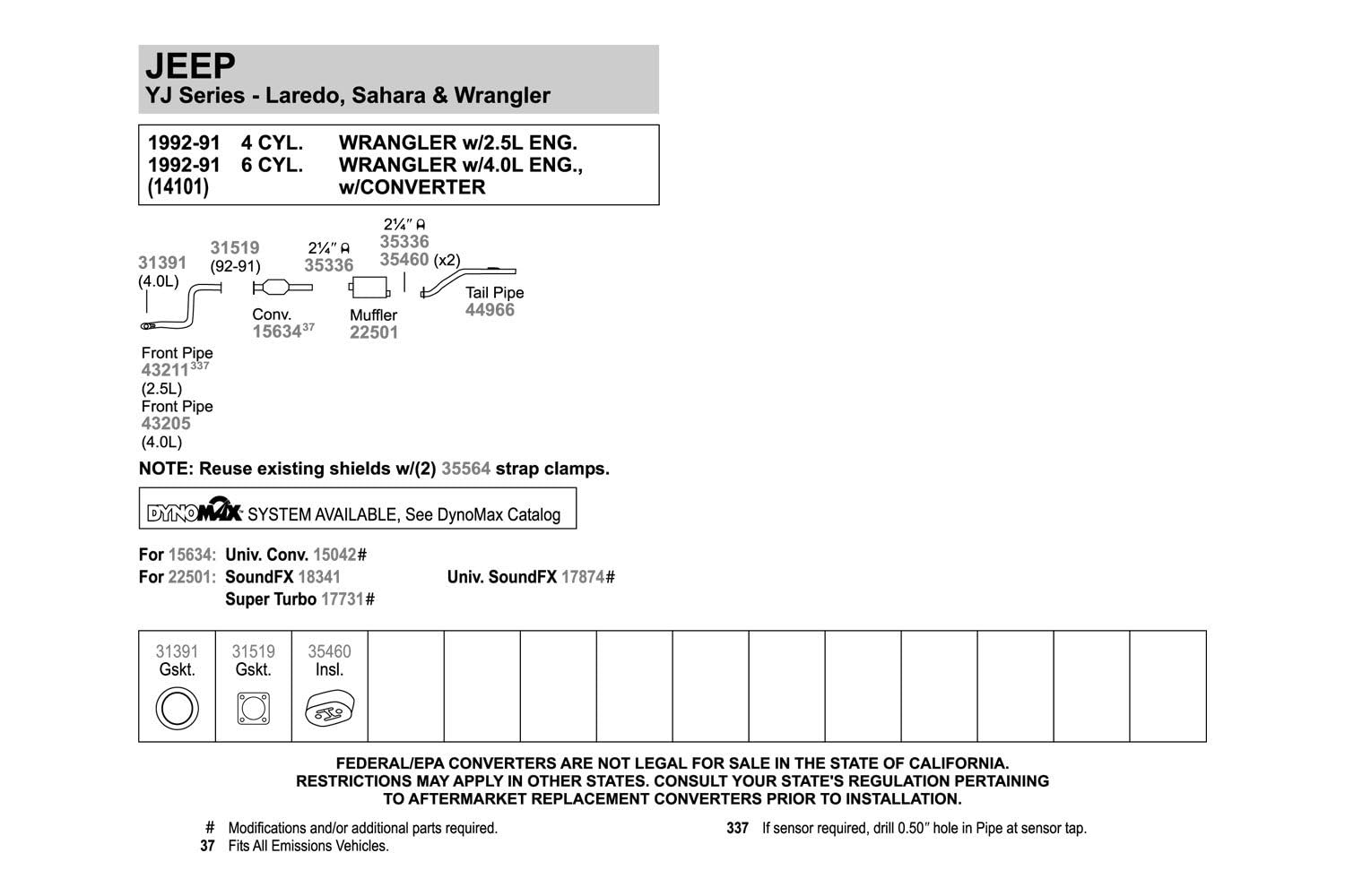 Walker Quiet-Flow Ss 22501 Direct Fit Exhaust Muffler 2.25 Inlet (Id) 2.25 Outlet (Id) For Jeep Wrangler