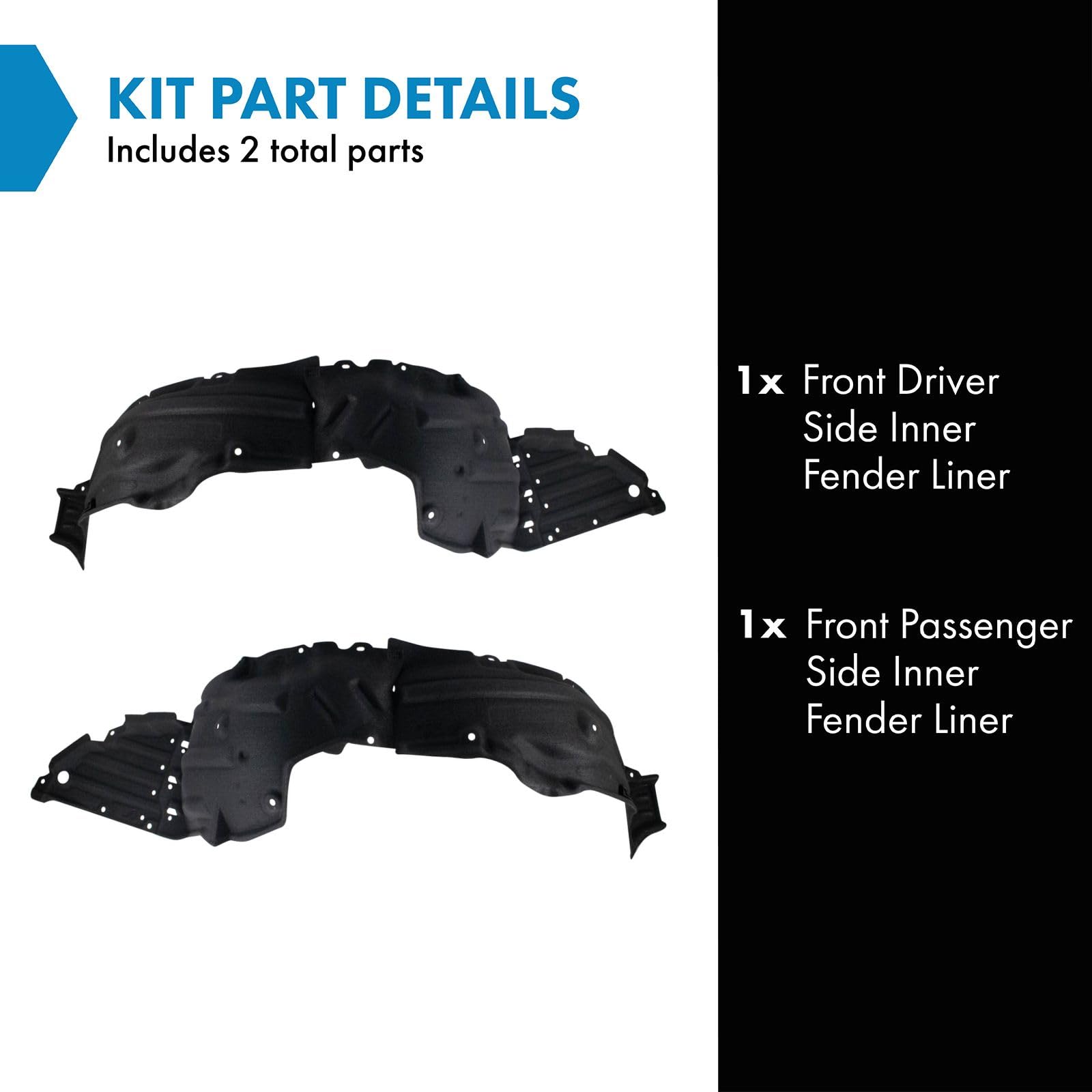 Trq Front Inner Fender Liner Set Compatible With 2019-2023 Toyota Corolla To1248243 To1249243