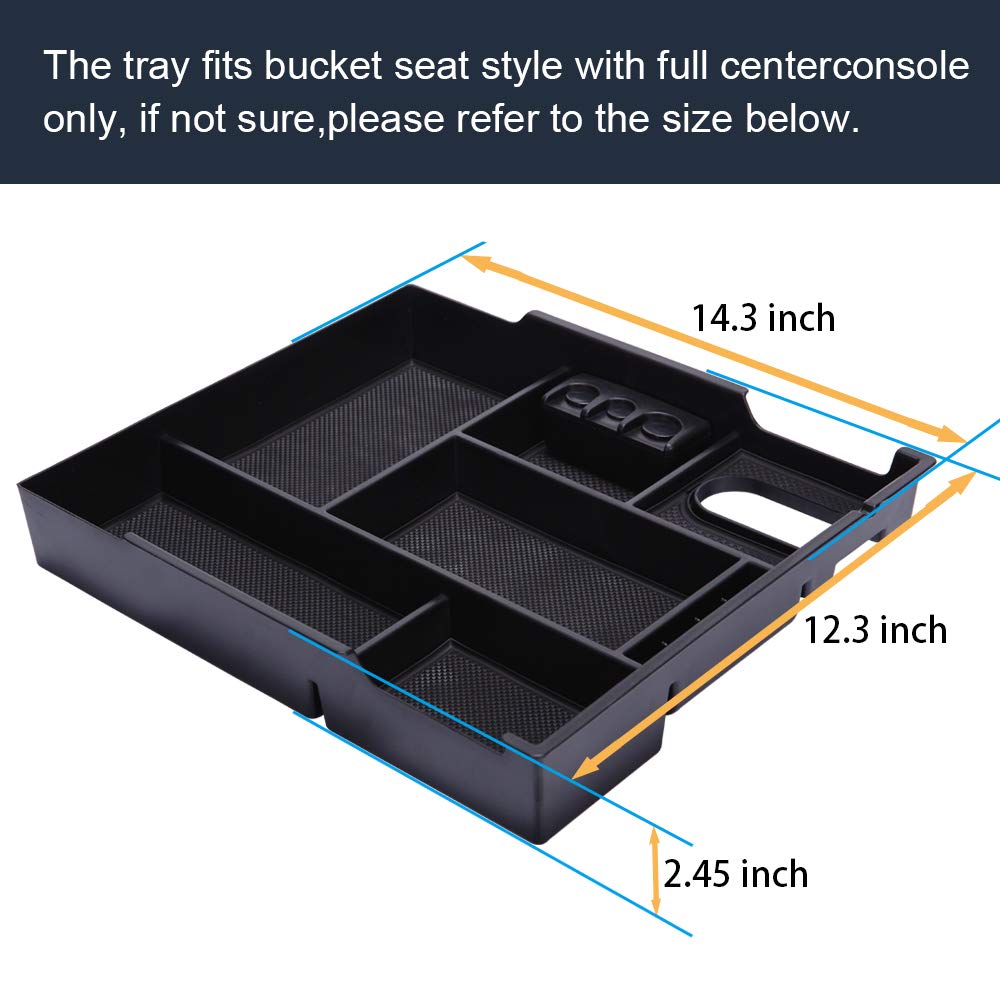 Jdmcar Compatible With Toyota Tundra Accessories 2014-2021 Center Console Organizer, Insert Abs Black Materials Tray, Armrest Se