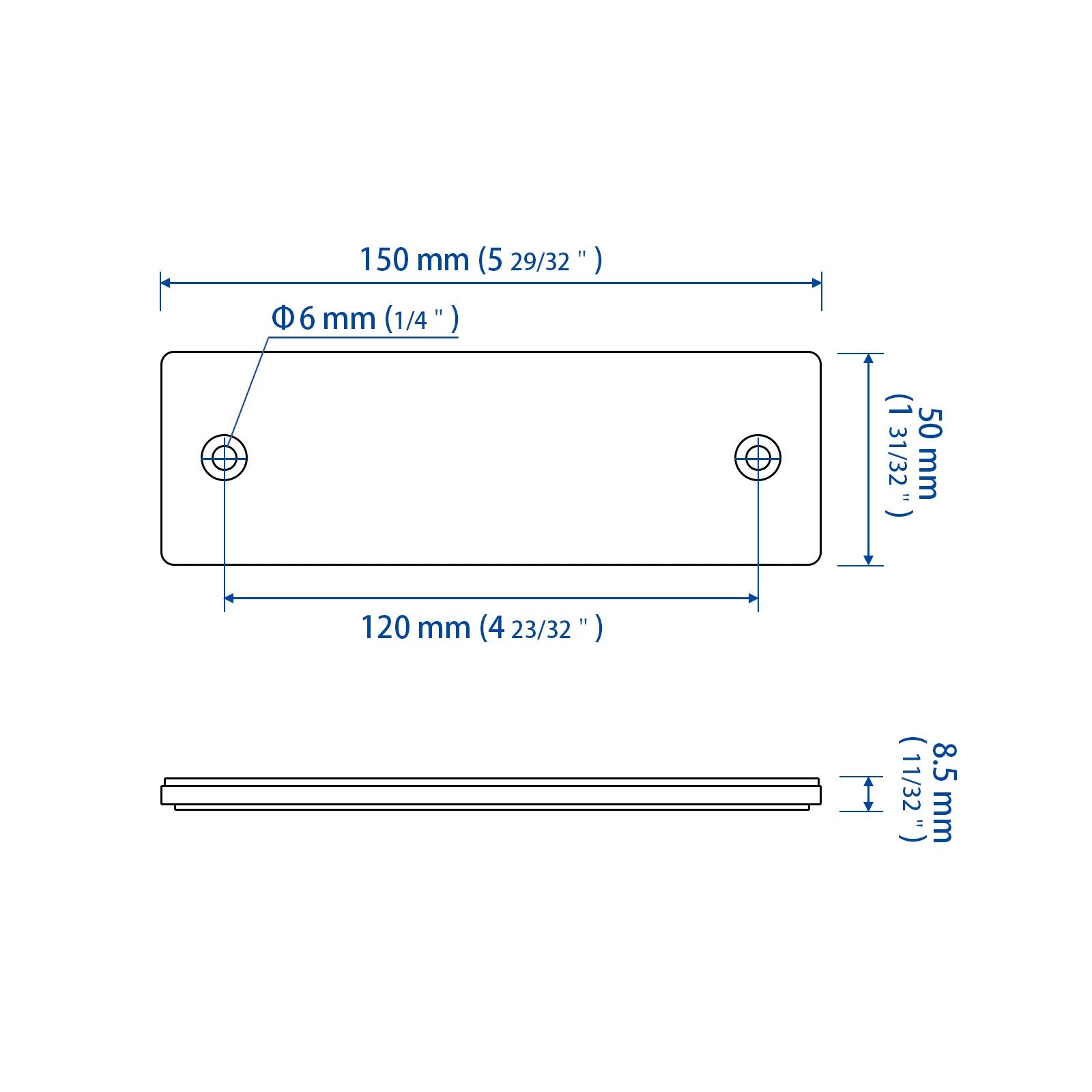 Mfc Pro 6' Rectangular Stick-On/Screw Mount Reflectors (Kit 3/Yellow+Red)
