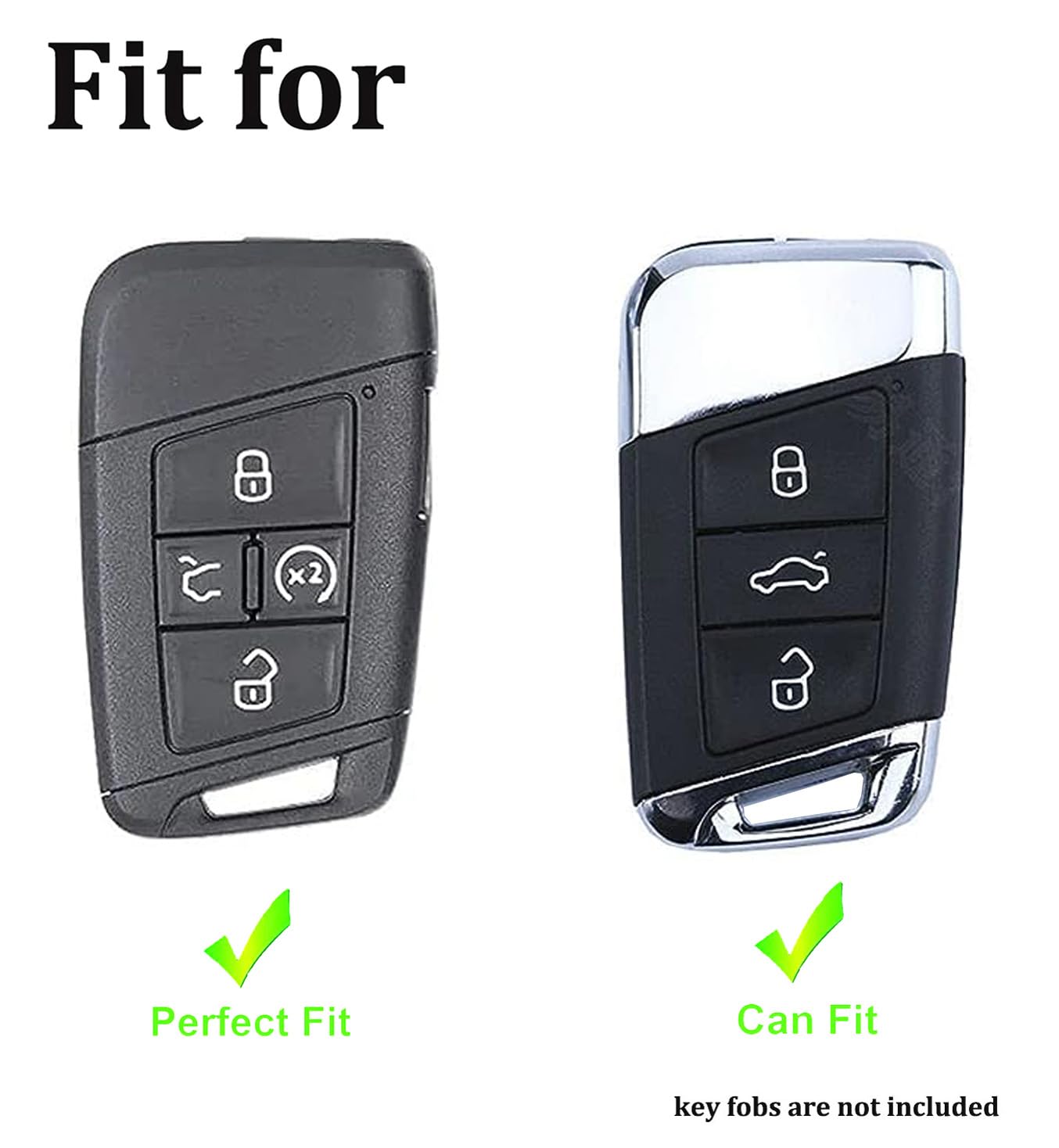 Arruweer Key Fob Cover For Vw Soft Tpu Key Fob Case Holder Protector Compatiable With Volkswagen Tiguan Atlas Jetta Passat Golf