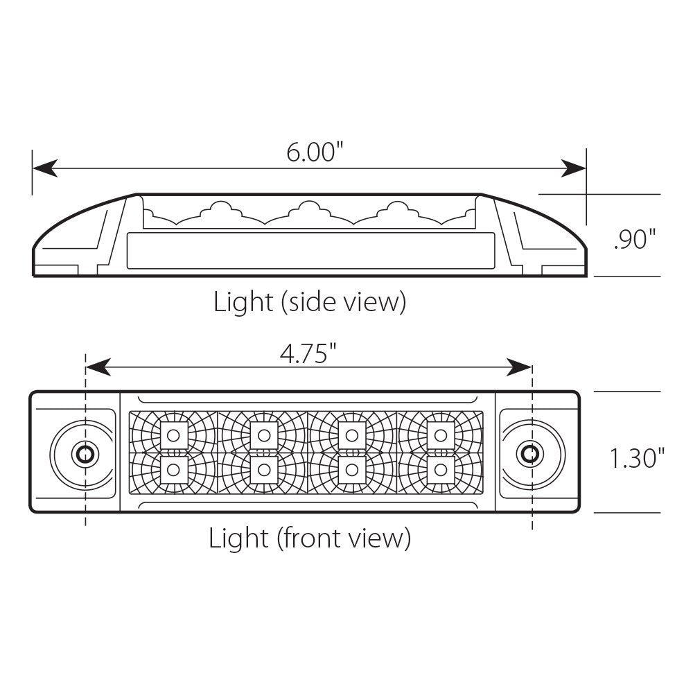 Gg Grand General 76270 6 Inches Rectangular Spyder Amber/Amber 8 Led Marker Light