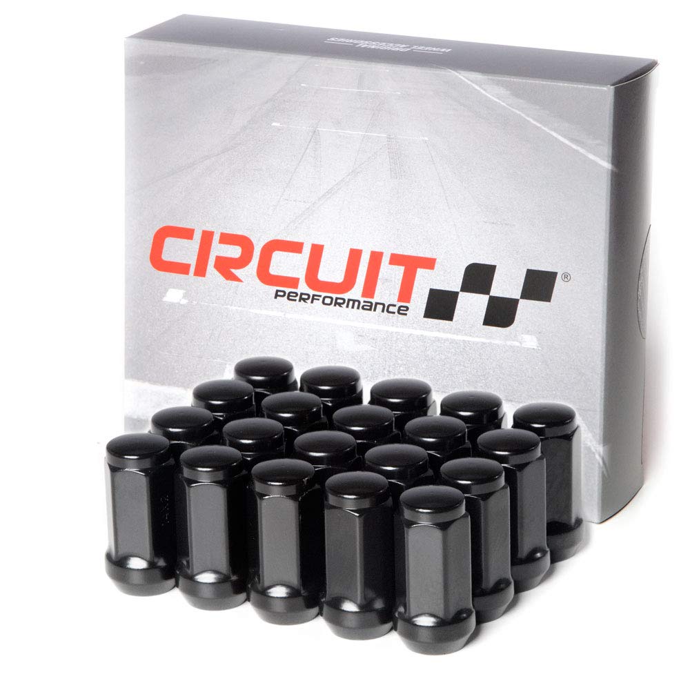 Circuit Performance 9/16 Black Closed End Bulge Acorn Lug Nuts Cone Seat Forged Steel (20 Pieces)