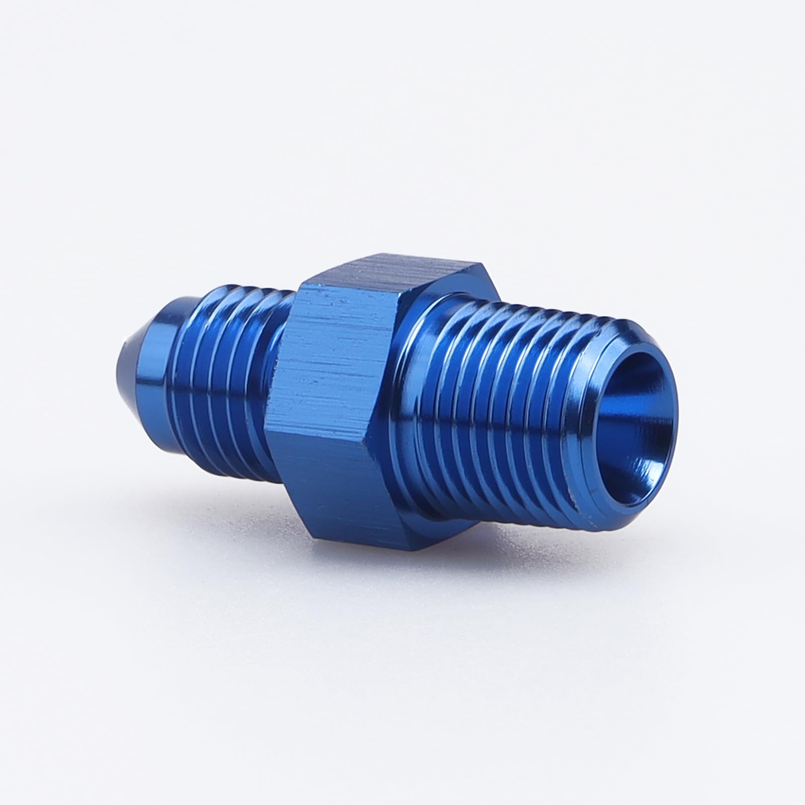 Ac Performance Male 1/4'' Npt To -3 An Flare Adapter Straight Aluminum Blue
