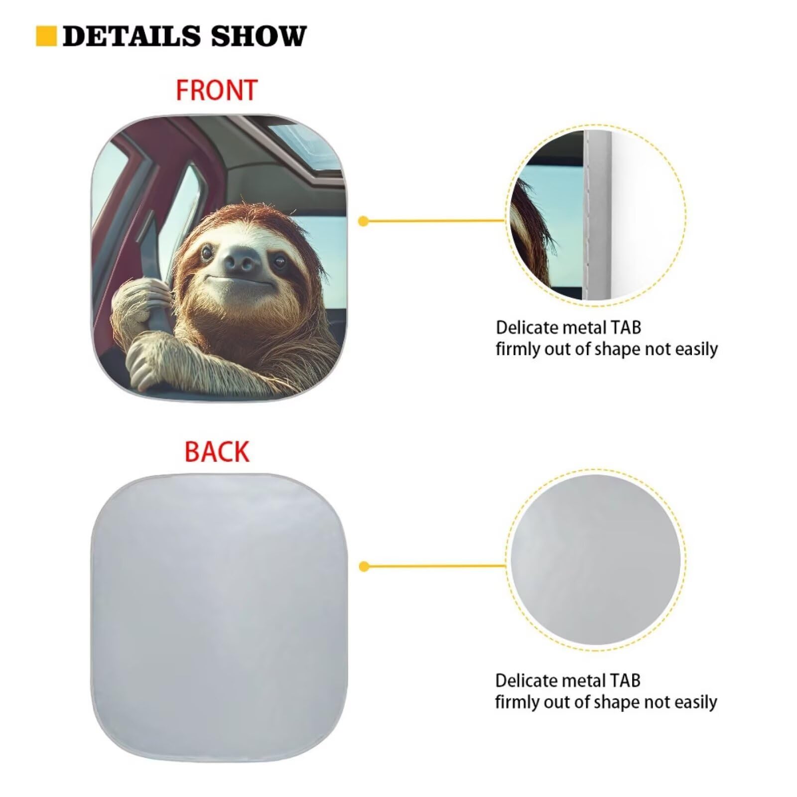 Renewold Automotive Windshield Sunshades 2Pcs Sun Shade For Car Front Window Sloth Animal Driving Car Accessories For Most Sedan