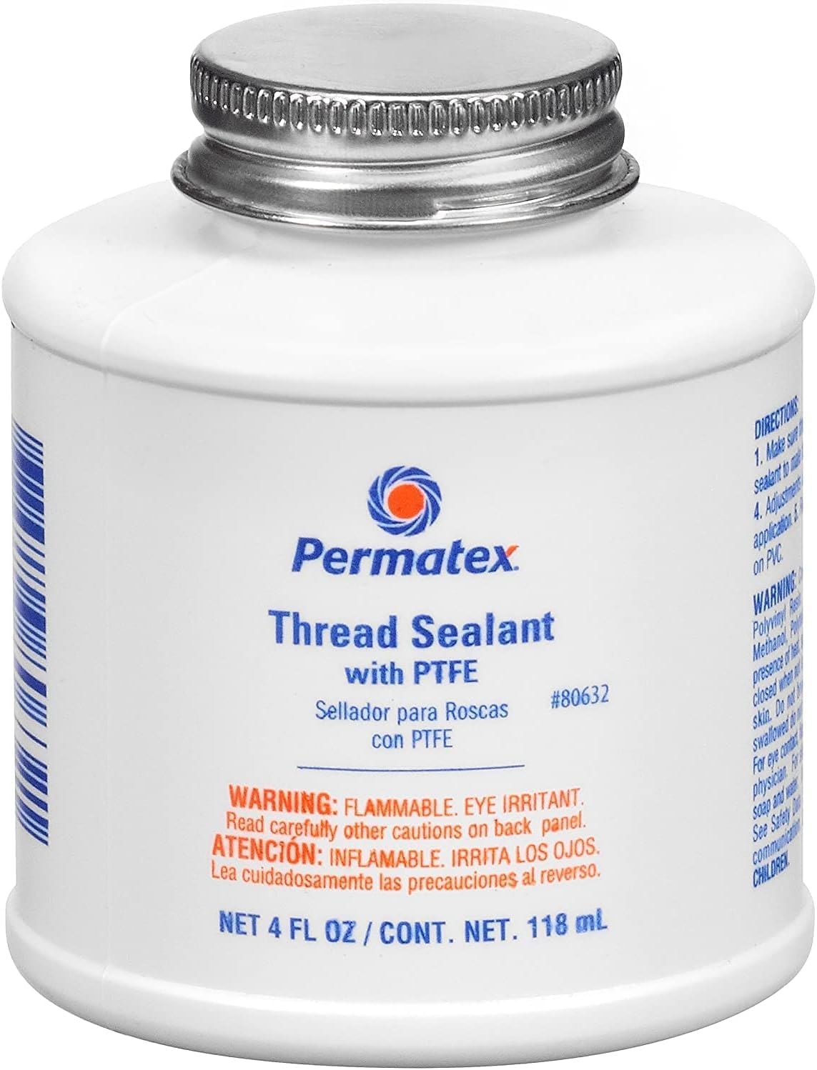 Itw Devcon 80632 Permatex Thread Sealant With Ptfe, 4 Oz Can, White