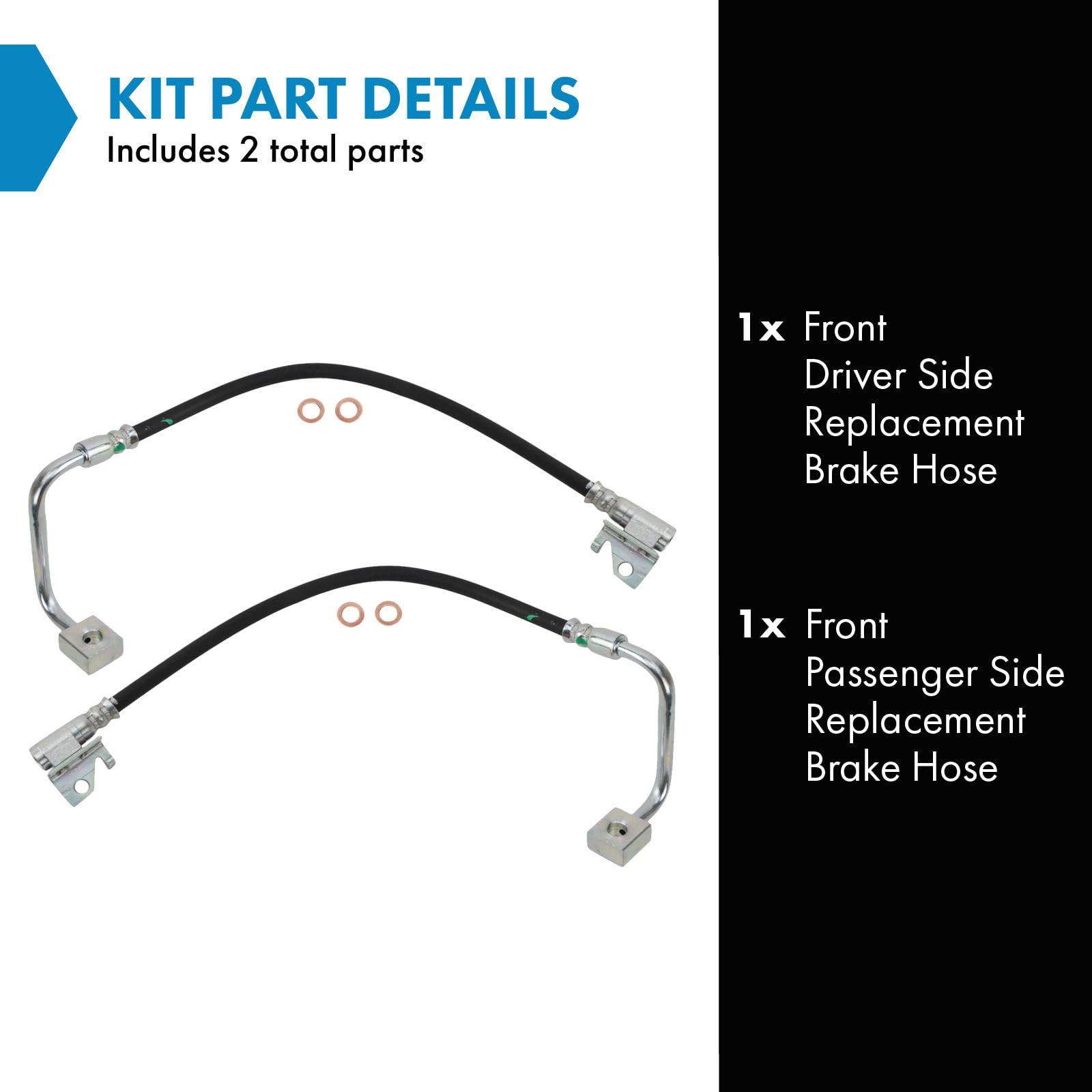 Trq Front Brake Hose Set Compatible With 2006-2010 Jeep Commander 2005-2010 Grand Cherokee